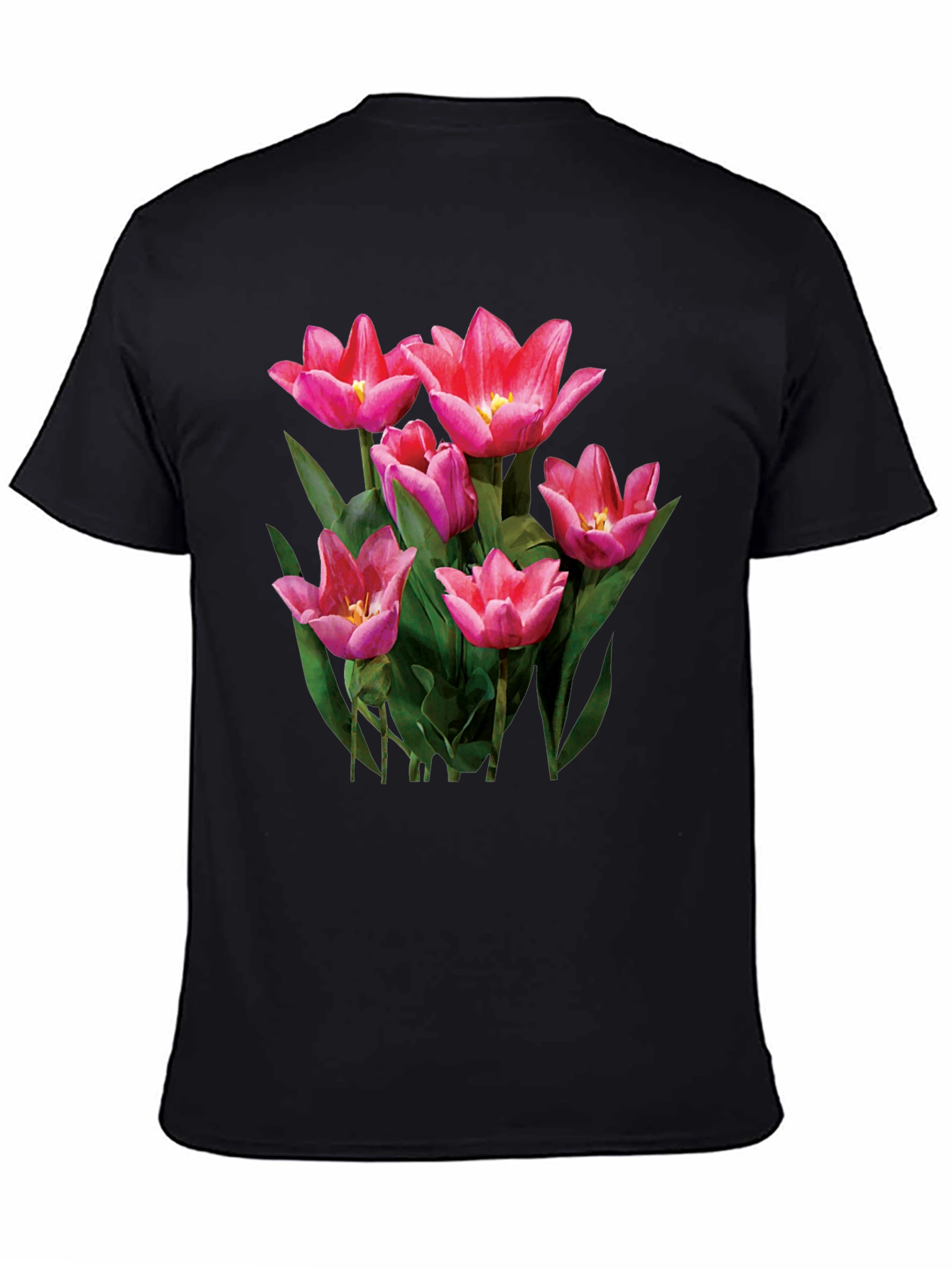 Floral Tulip Graphic Tee - Black T-Shirt