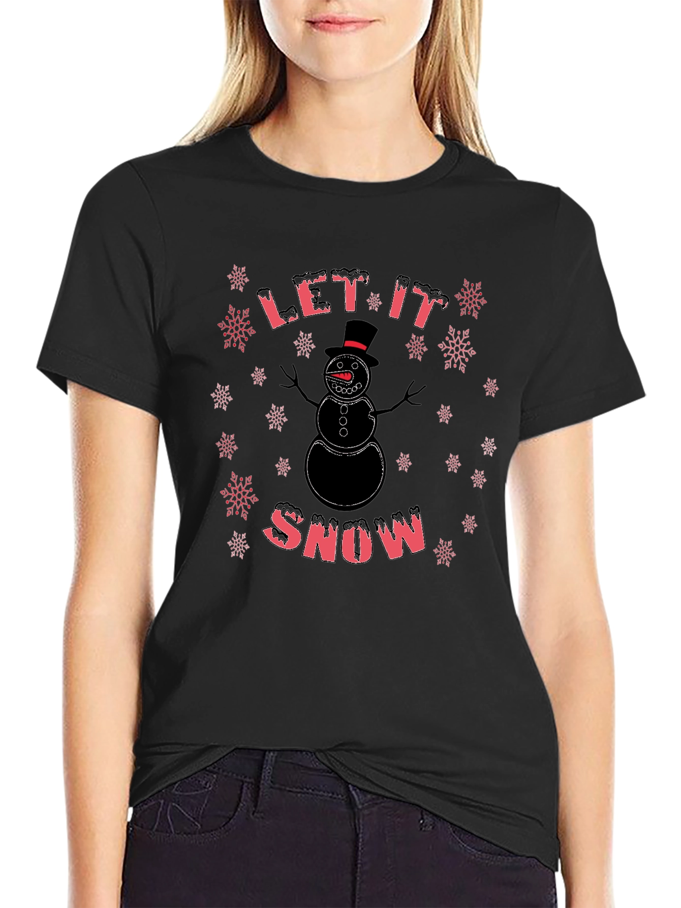 Let It Snow - Snowman Graphic T-Shirt