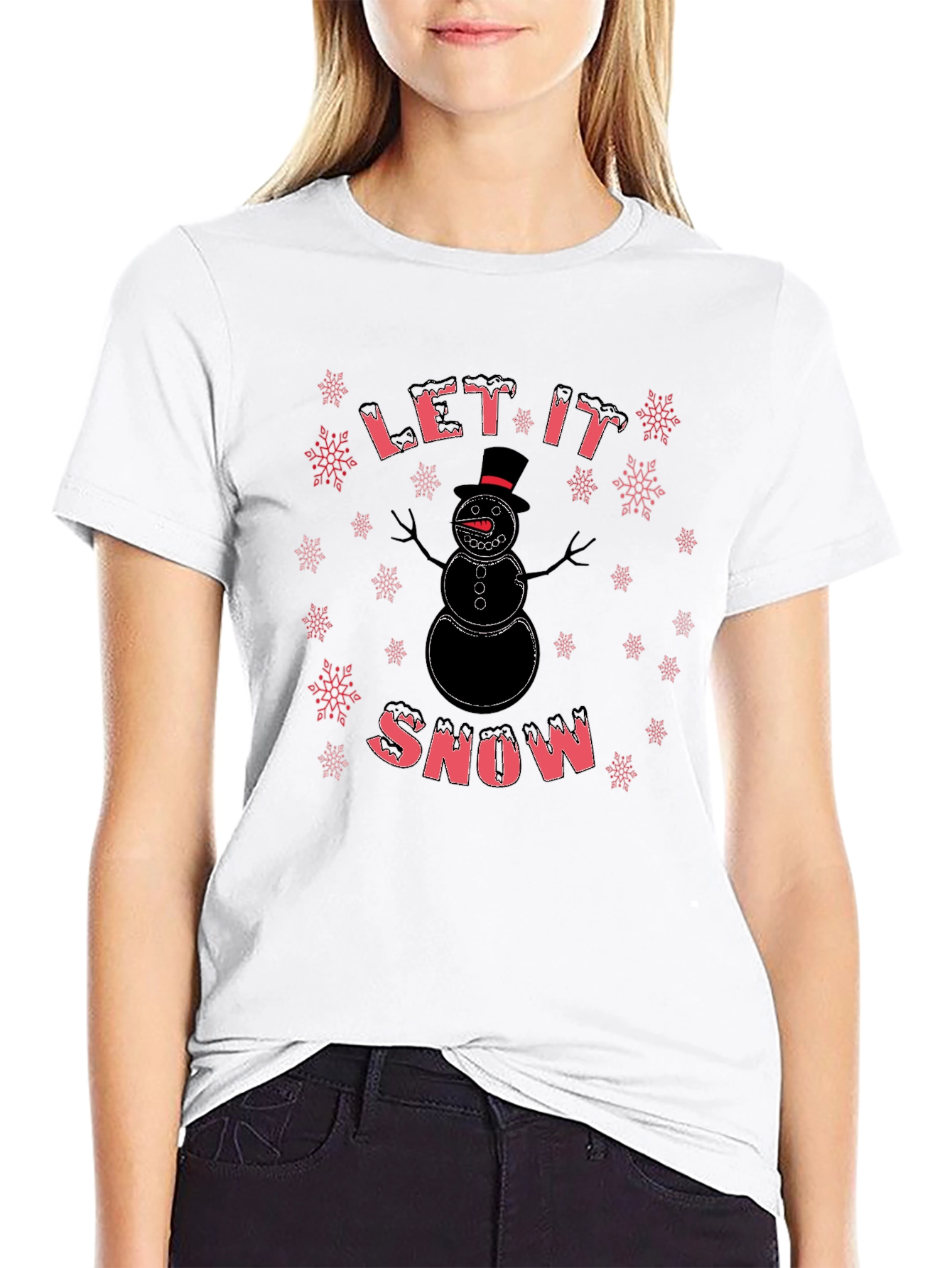Let It Snow - Snowman Graphic T-Shirt