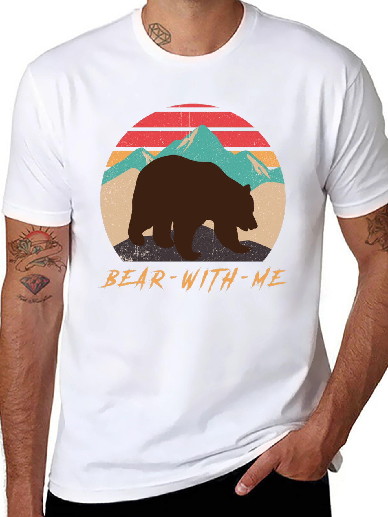 Bear With Me Graphic Tee - Retro Mountain Design
