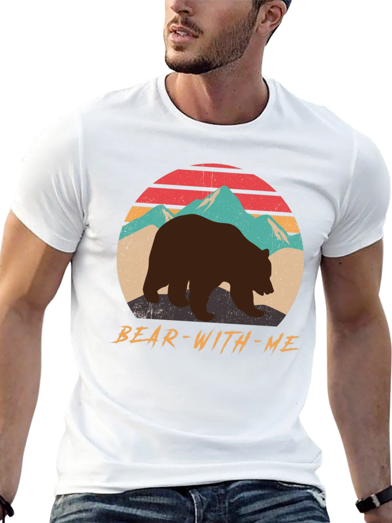 Bear With Me Graphic Tee - Retro Mountain Design