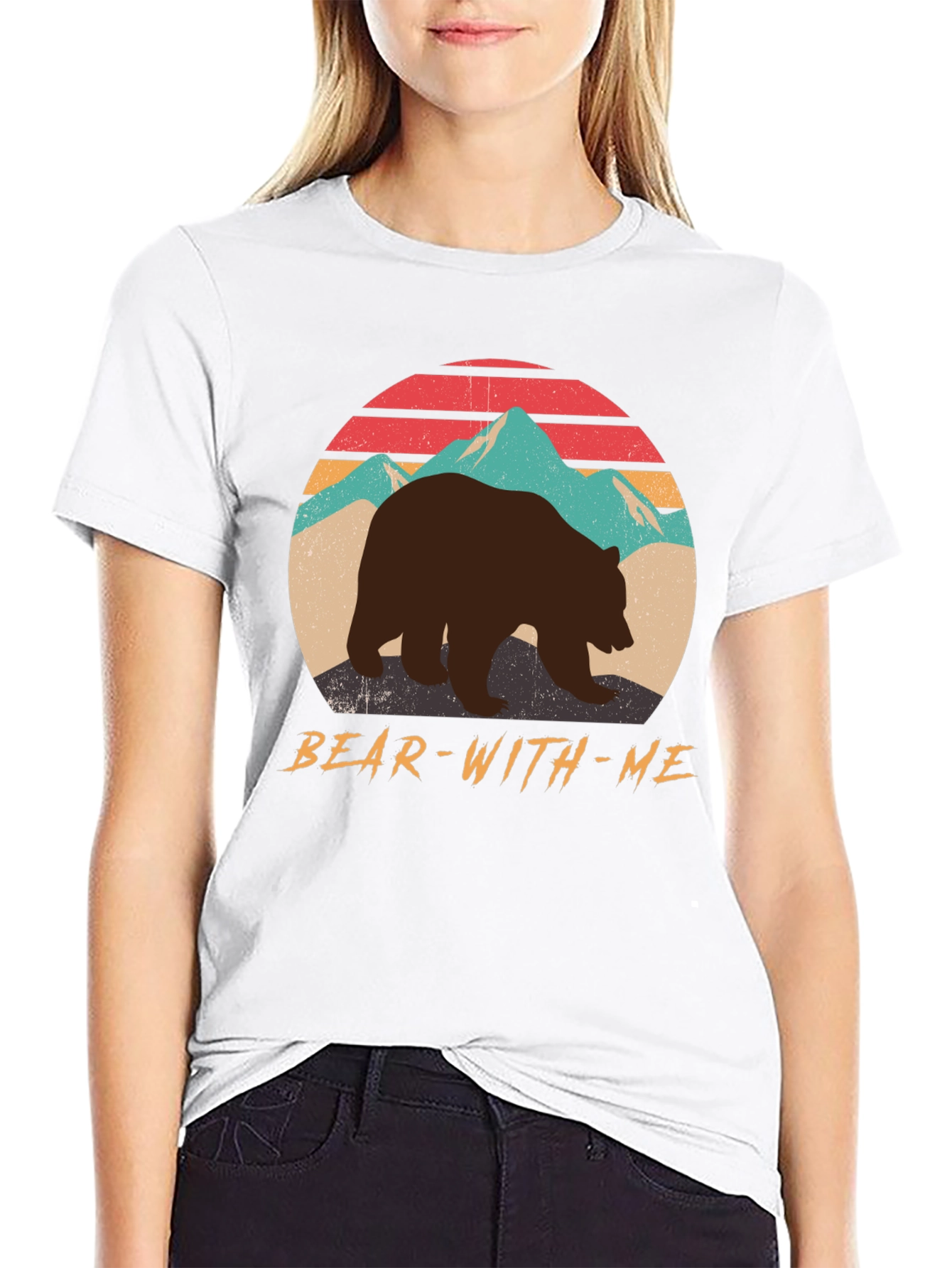 Bear With Me Graphic Tee - Retro Mountain Design
