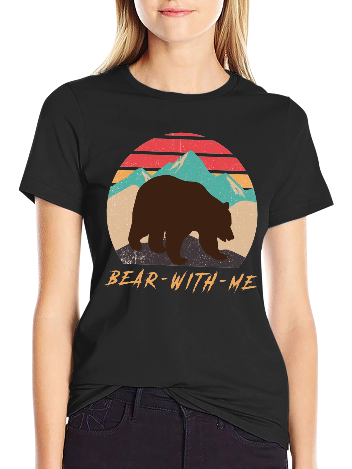 Bear With Me Graphic Tee - Retro Mountain Design