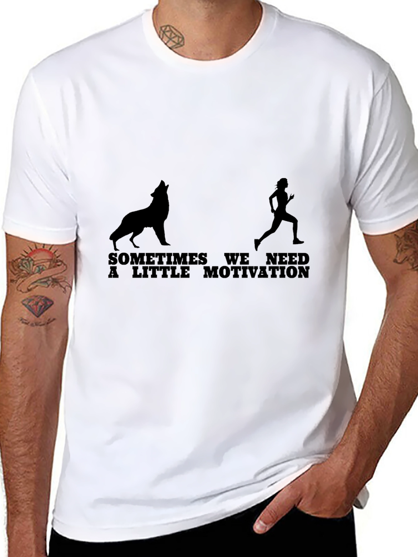 Motivational Wolf Runner Black T-Shirt