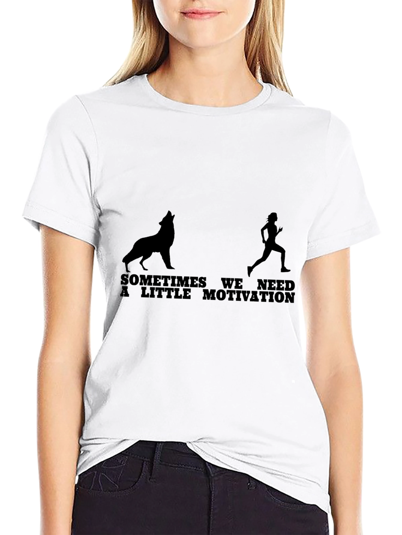 Motivational Wolf Runner Black T-Shirt