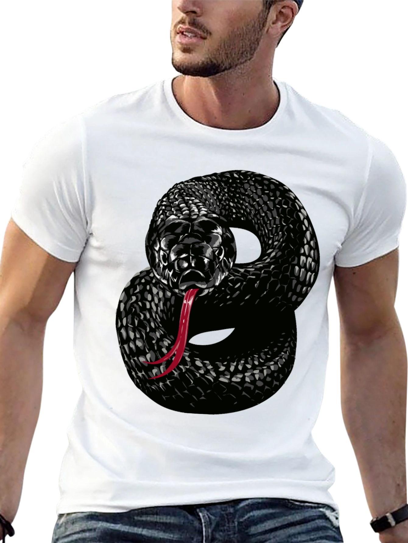 Black Snake Graphic T-Shirt - Mens Cool Design Tee