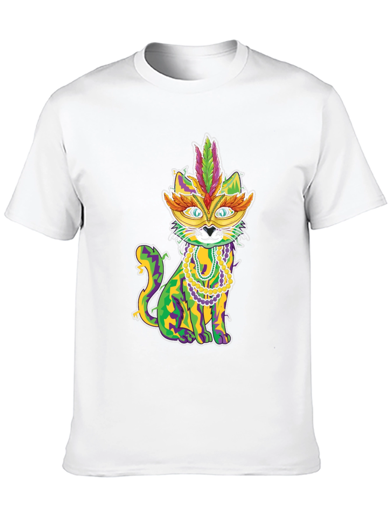 Mardi Gras Cat T-Shirt - Festive Feline Tee