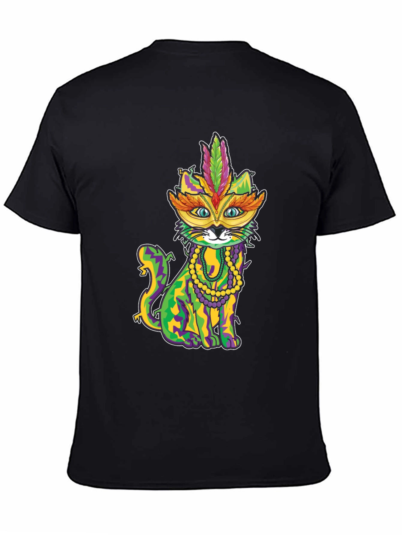 Mardi Gras Cat T-Shirt - Festive Feline Tee