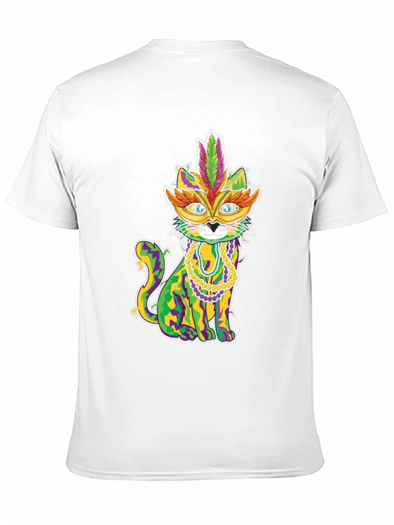 Mardi Gras Cat T-Shirt - Festive Feline Tee