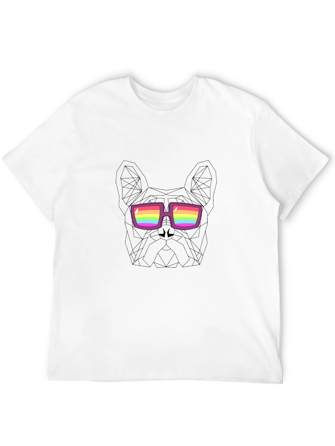 Cool Dog Tee - Geometric Rainbow Glasses