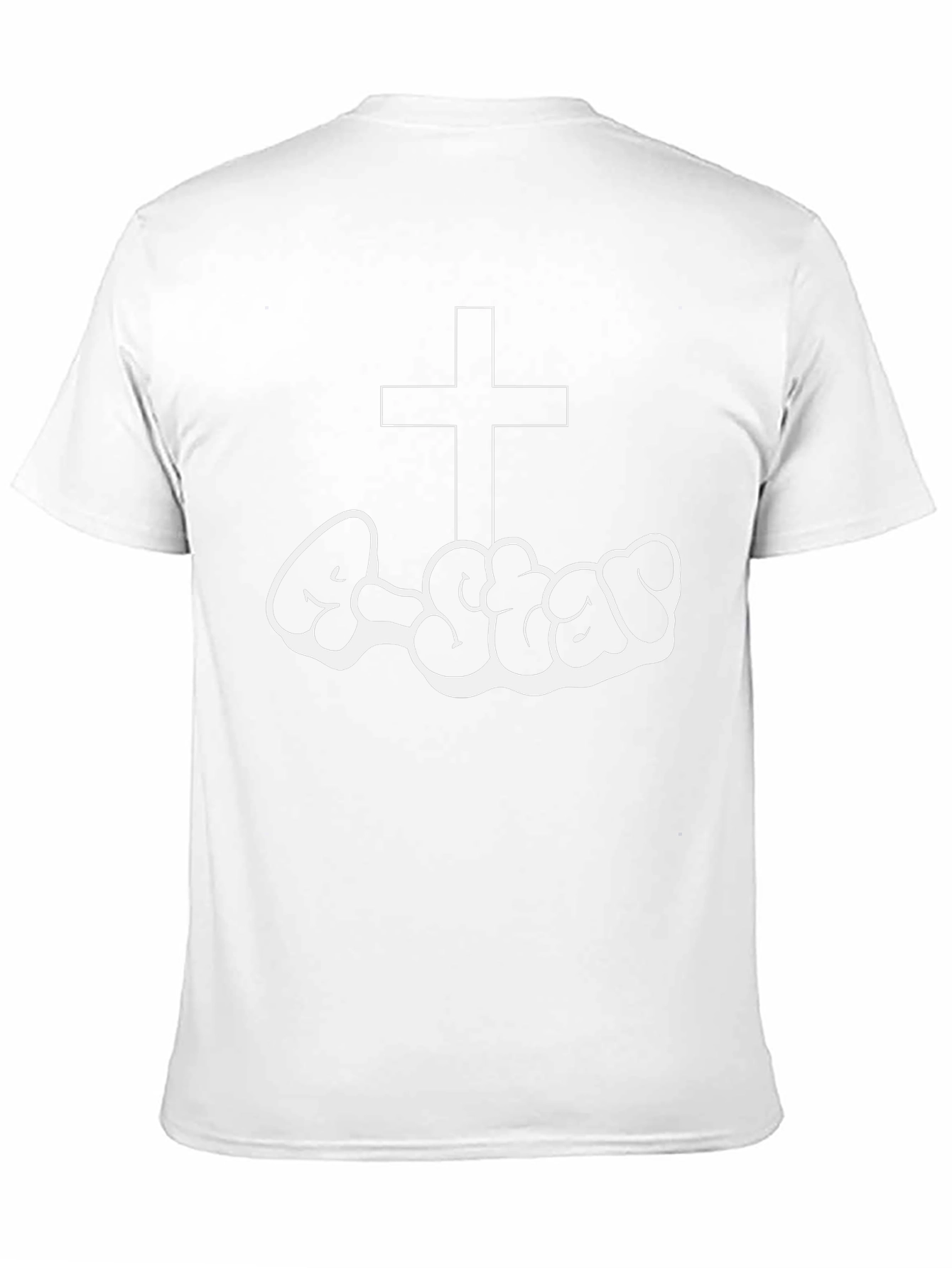 Christian Style Black T-Shirt with Cross and Graffiti