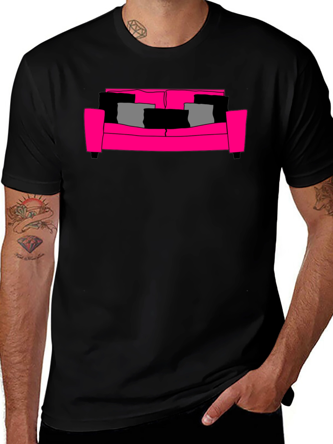 Pink Couch Graphic T-Shirt - Stylish & Comfortable