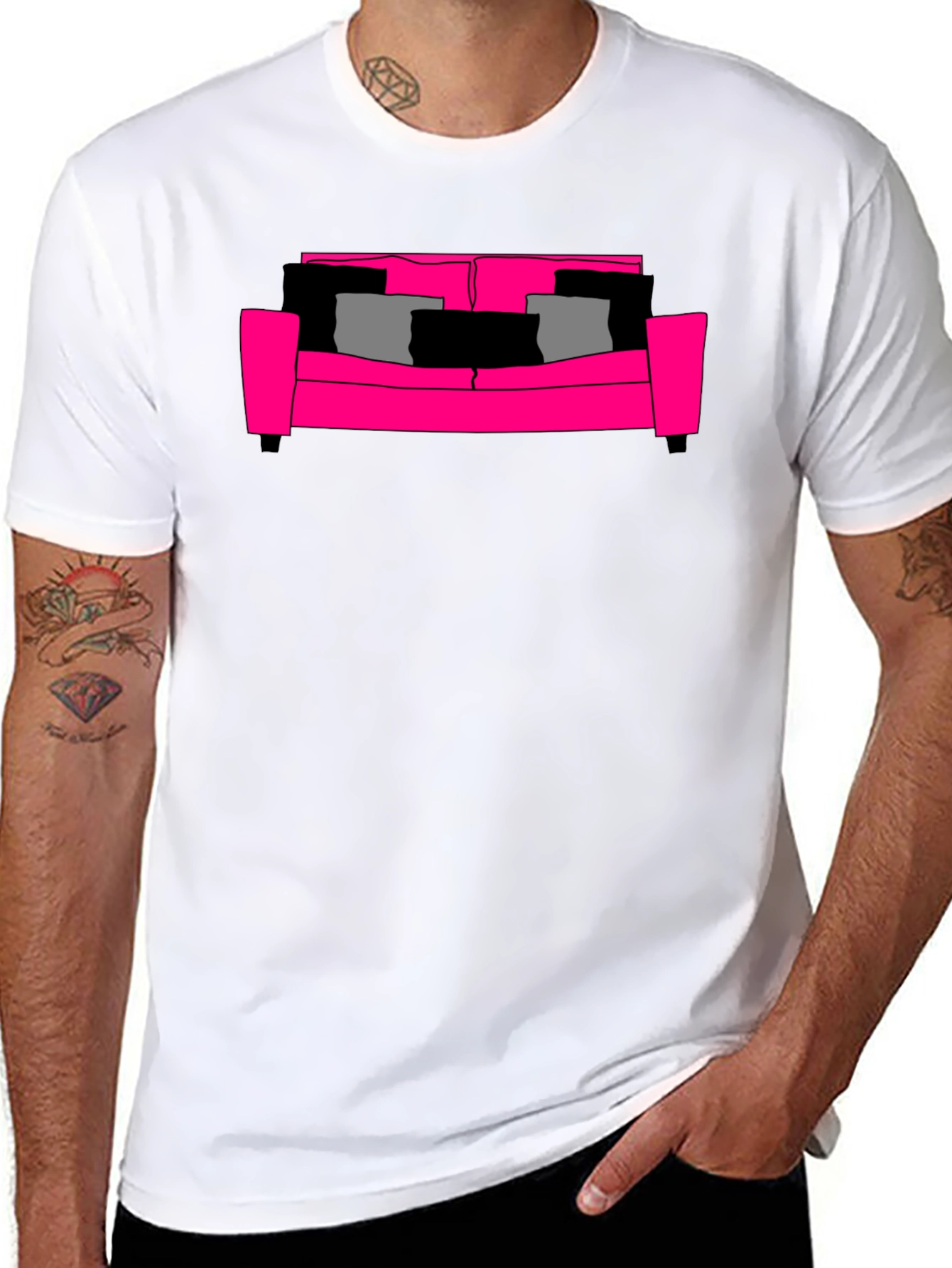 Pink Couch Graphic T-Shirt - Stylish & Comfortable