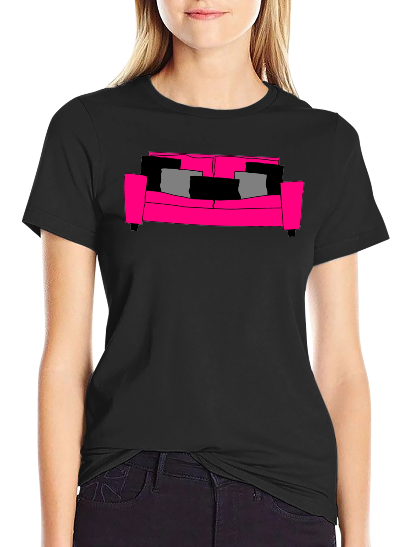 Pink Couch Graphic T-Shirt - Stylish & Comfortable