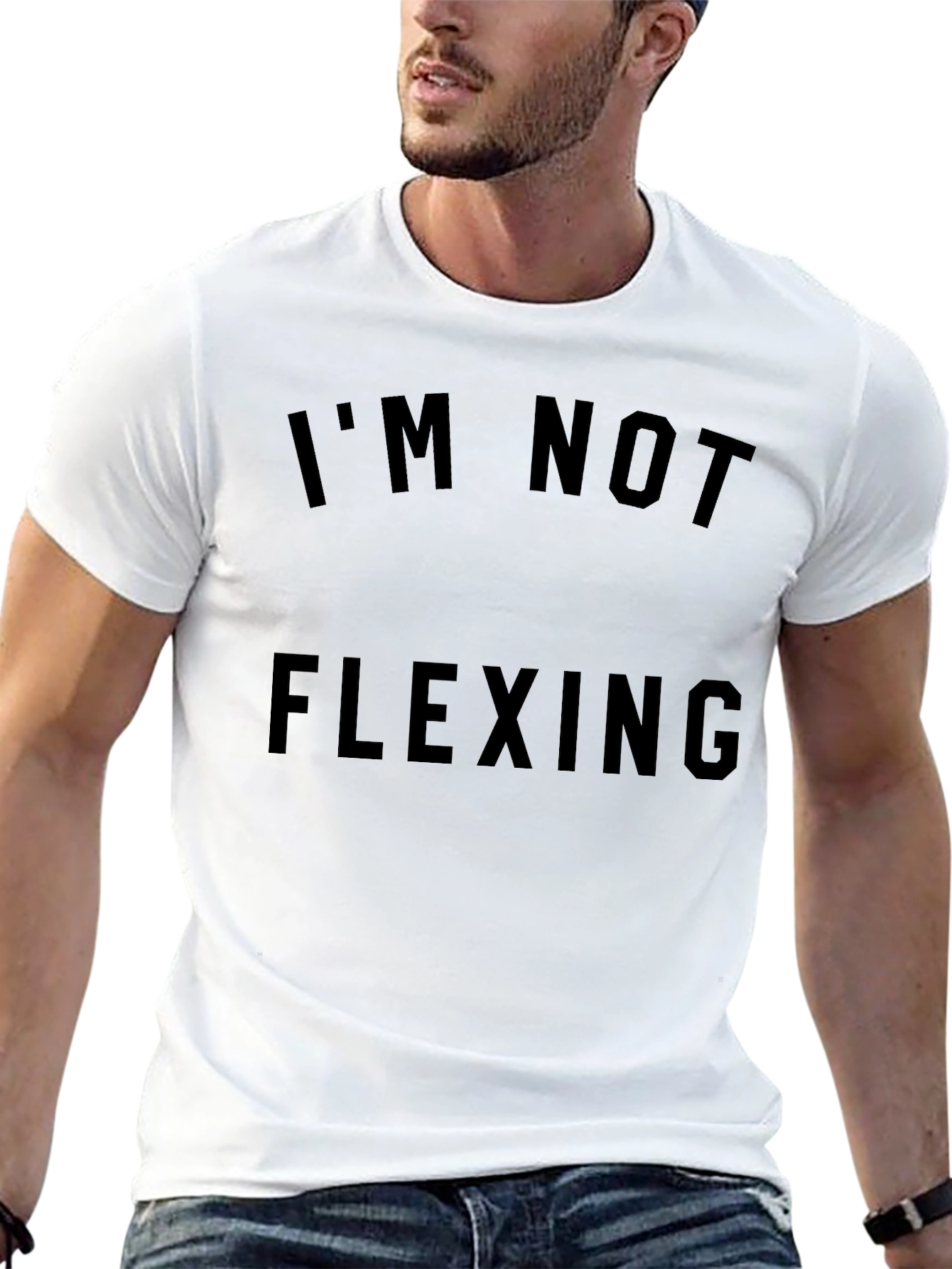 Mens Im Not Flexing Graphic Tee - Black