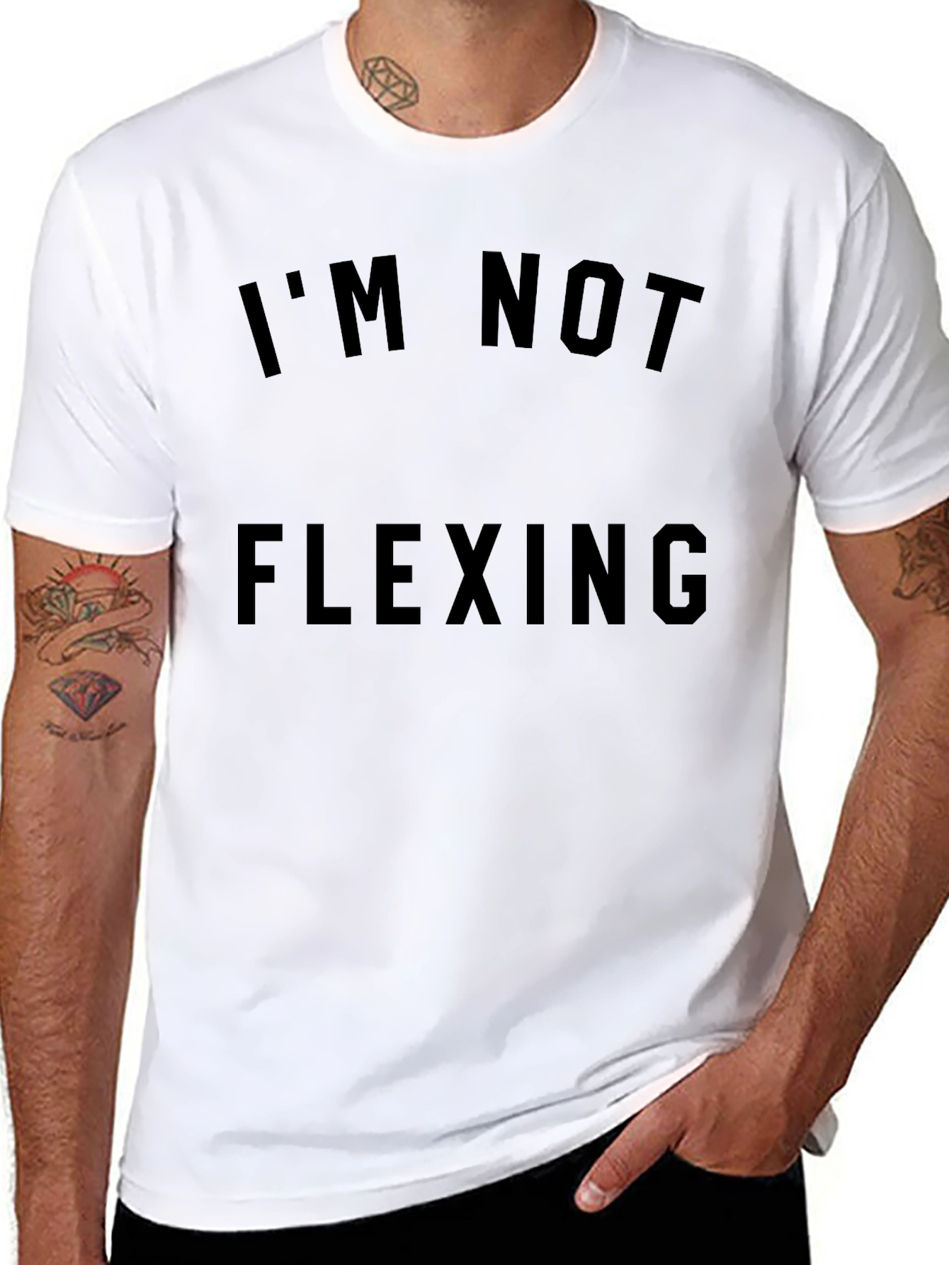 Mens Im Not Flexing Graphic Tee - Black