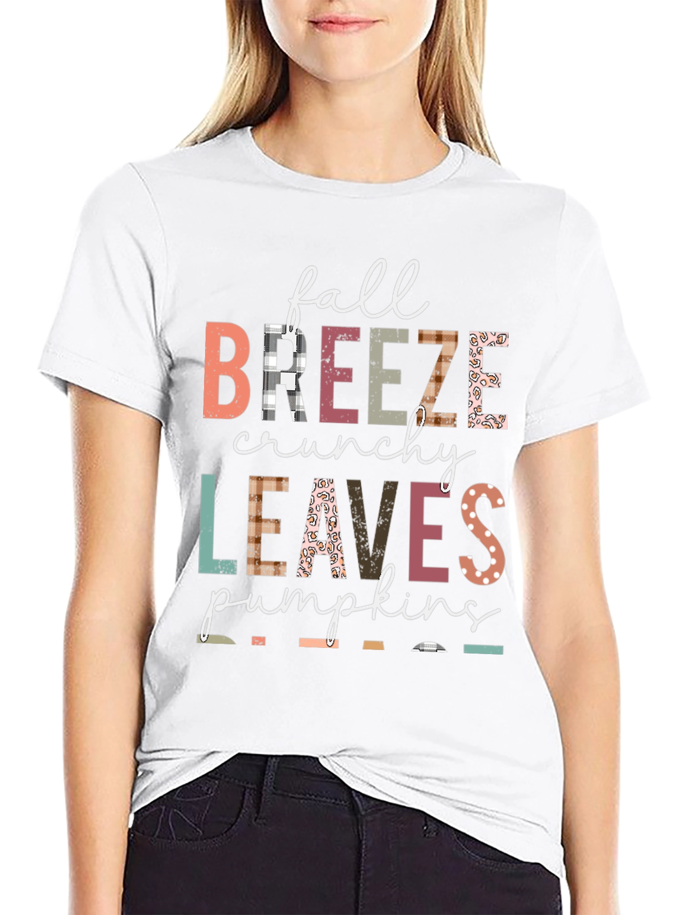 Fall Breeze Crunchy Leaves Pumpkins Graphic Tee