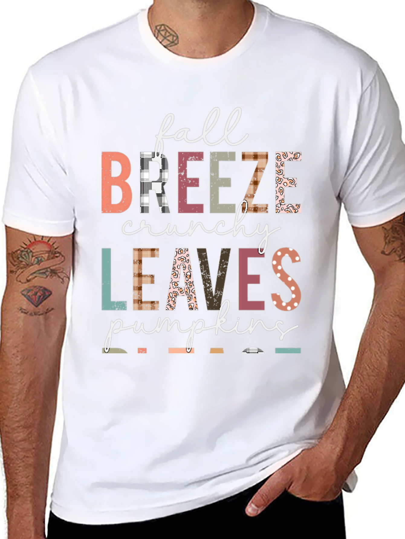 Fall Breeze Crunchy Leaves Pumpkins Graphic Tee