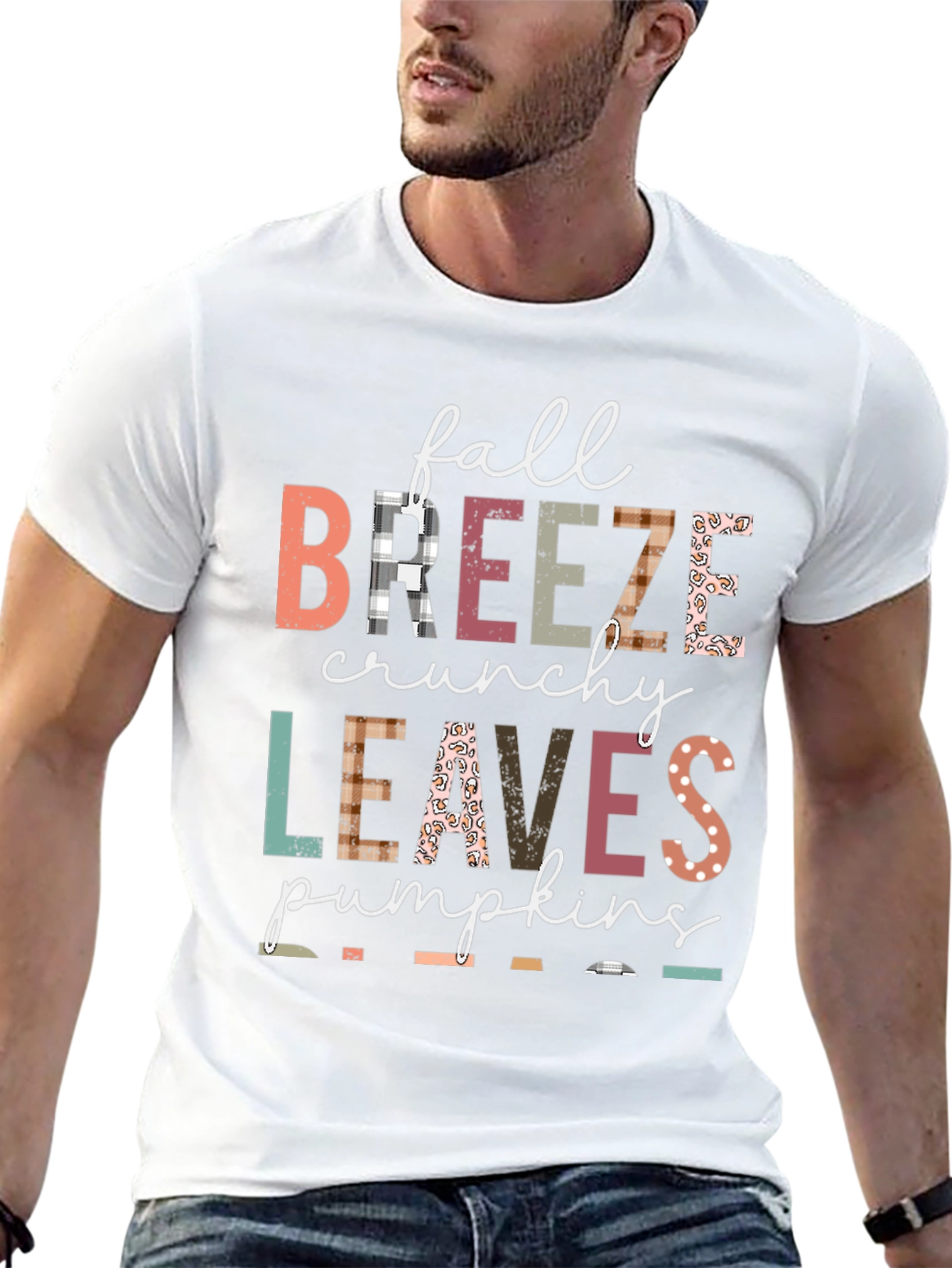 Fall Breeze Crunchy Leaves Pumpkins Graphic Tee