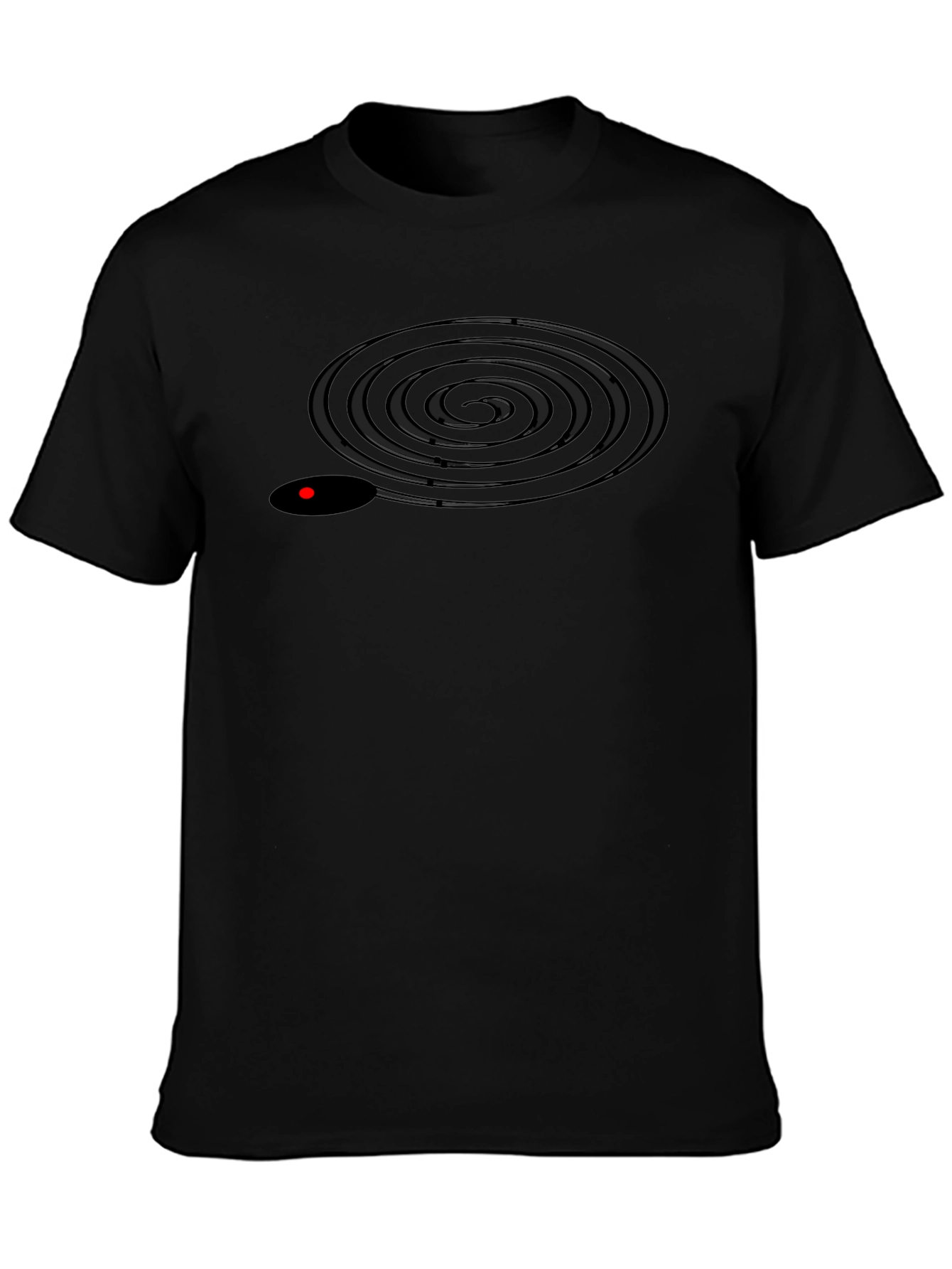 Mens Black T-Shirt with Spiral Design