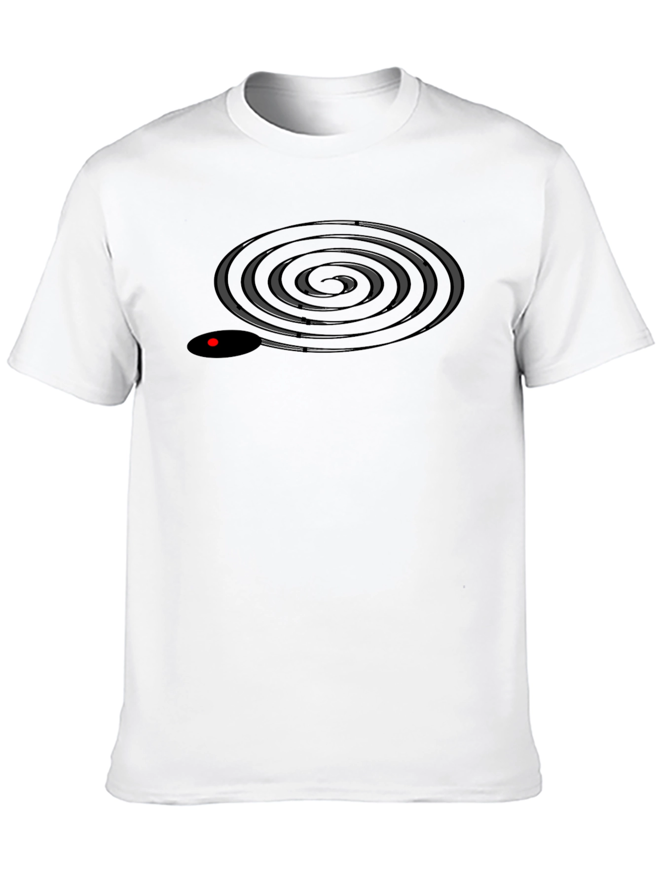 Mens Black T-Shirt with Spiral Design