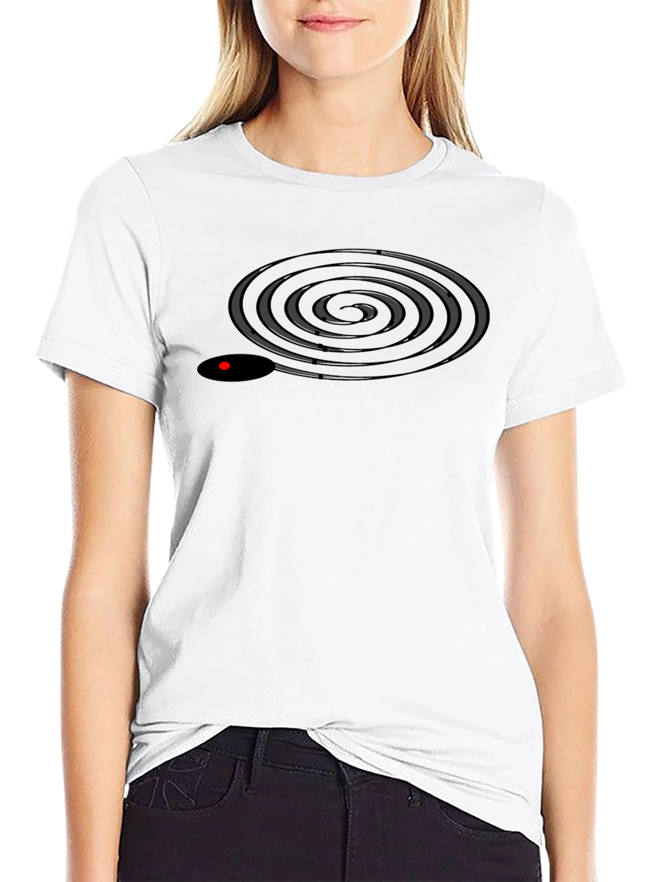 Mens Black T-Shirt with Spiral Design