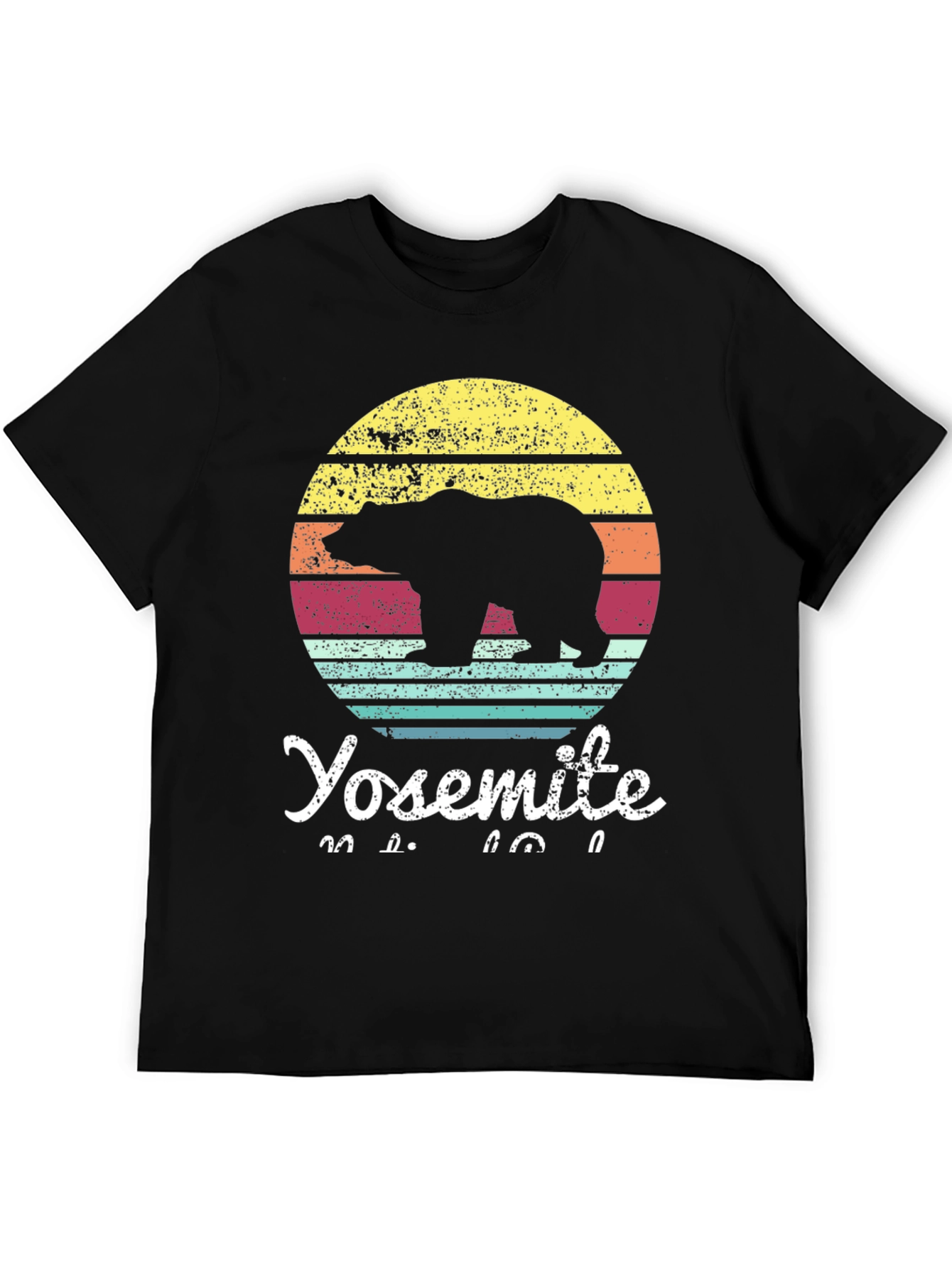 Yosemite Bear Sunset Graphic Tee - Retro Style