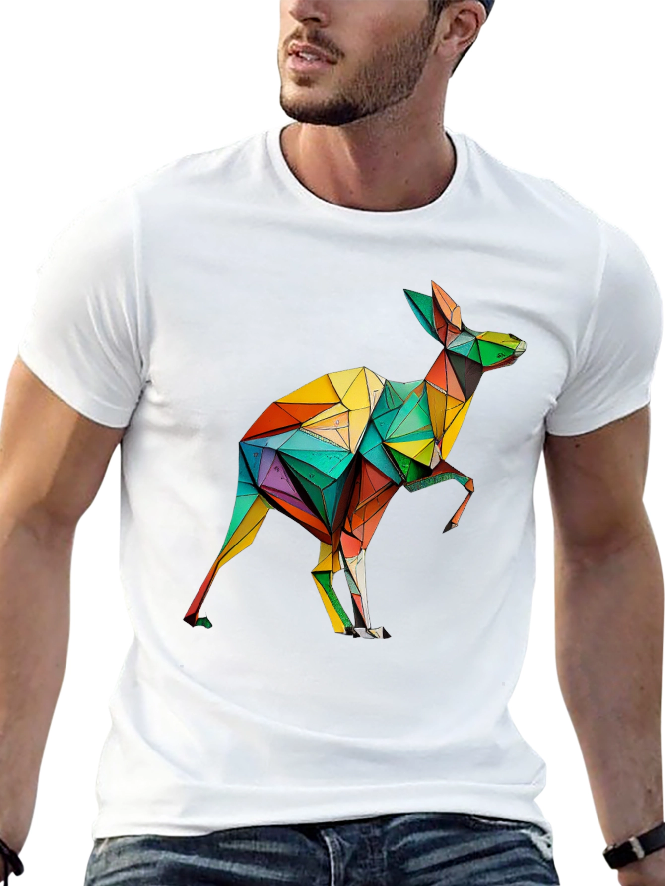 Geometric Kangaroo T-Shirt - Modern Art Tee