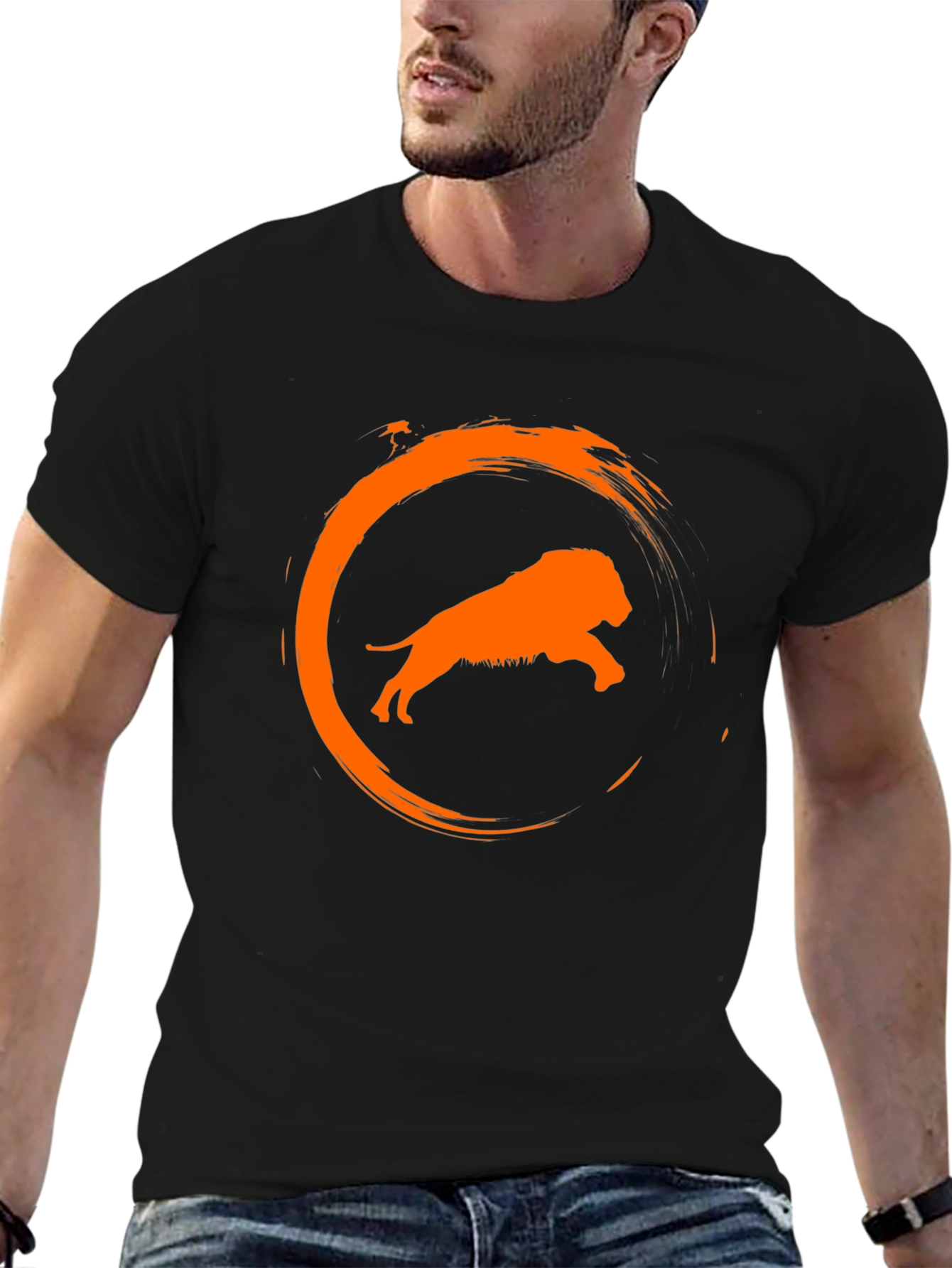 Lion Circle Graphic Black T-Shirt