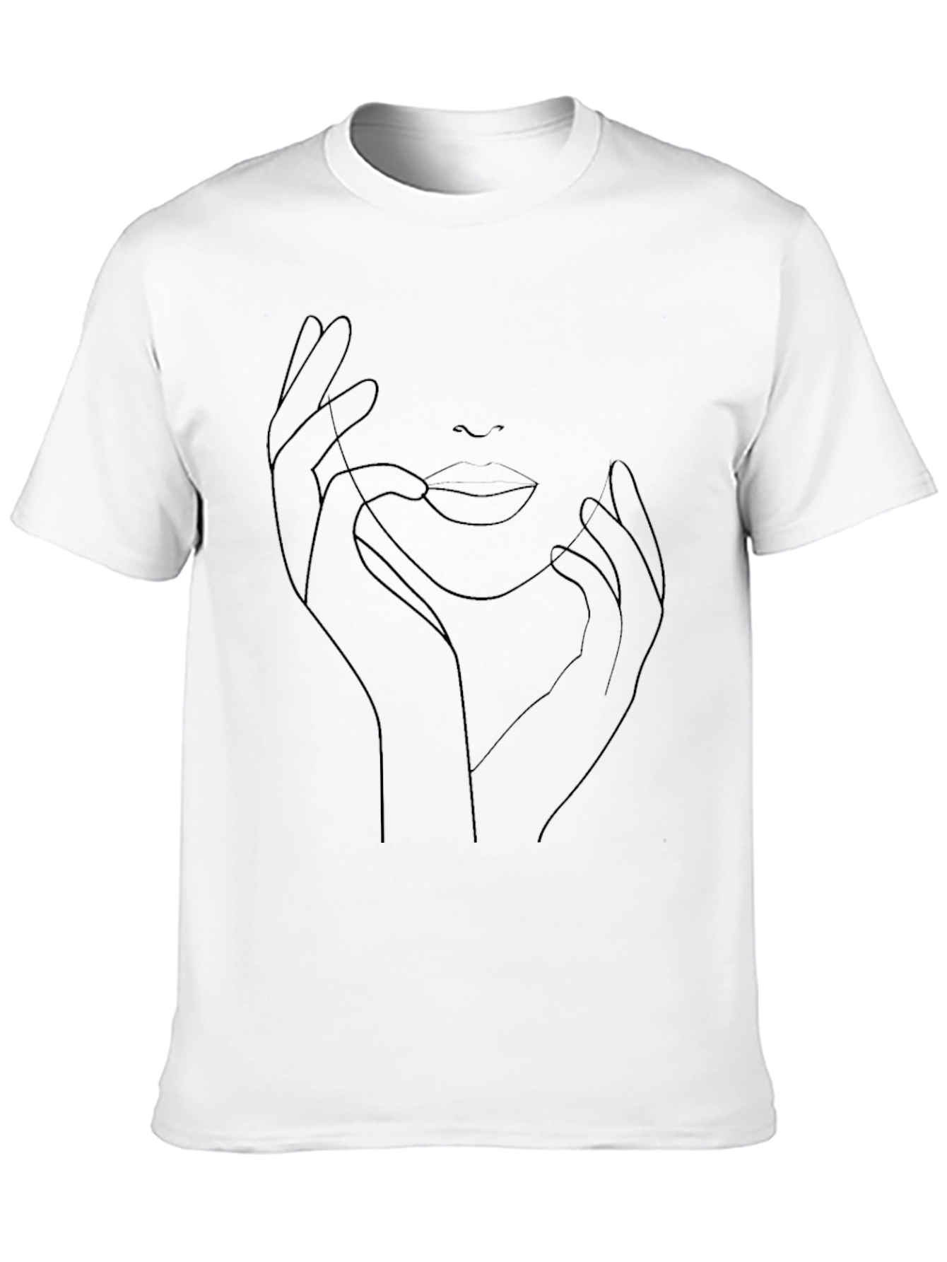 Abstract Face Line Art Black T-Shirt