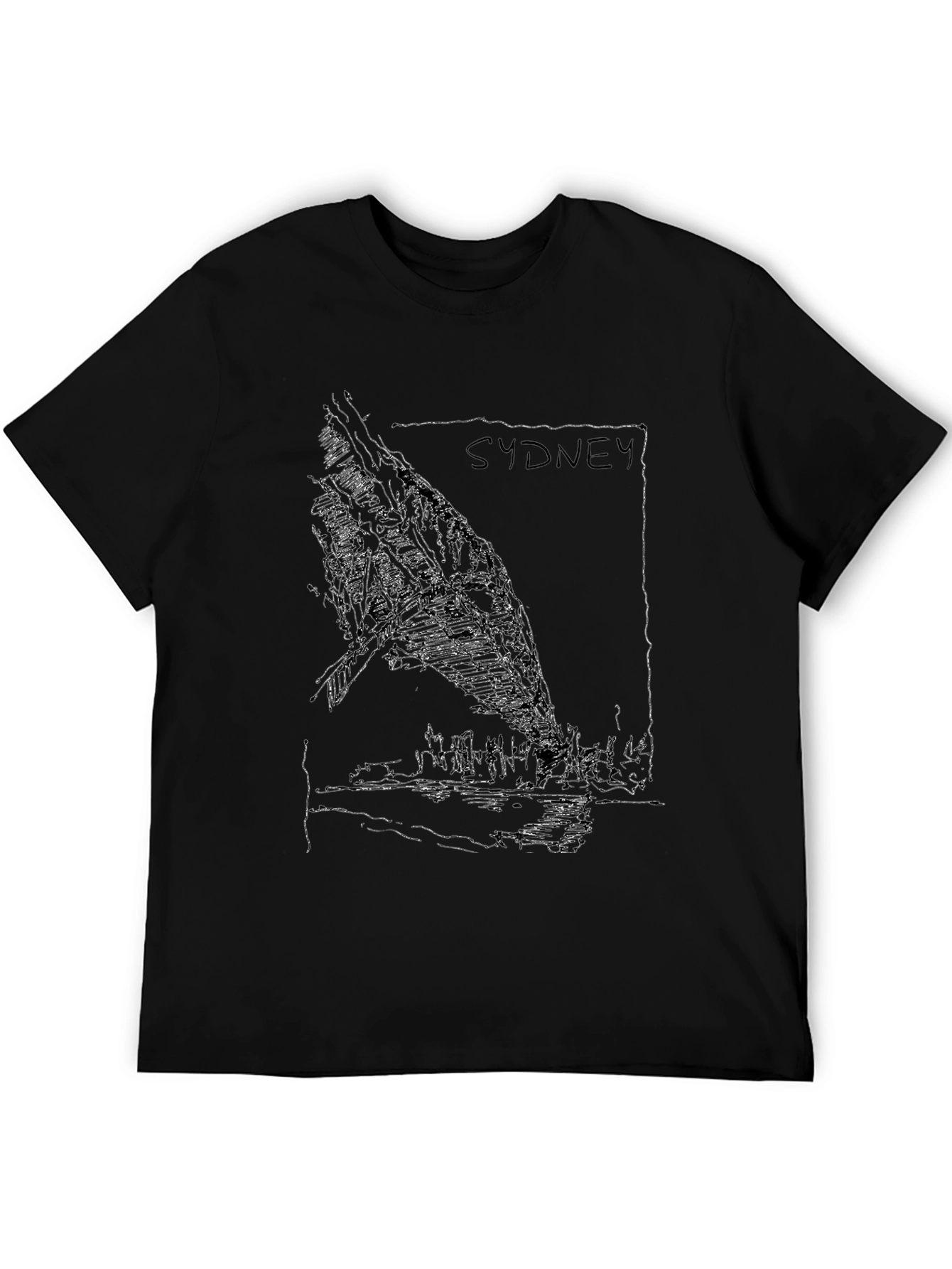 Sydney Skyline Graphic Tee - Black Cotton T-Shirt