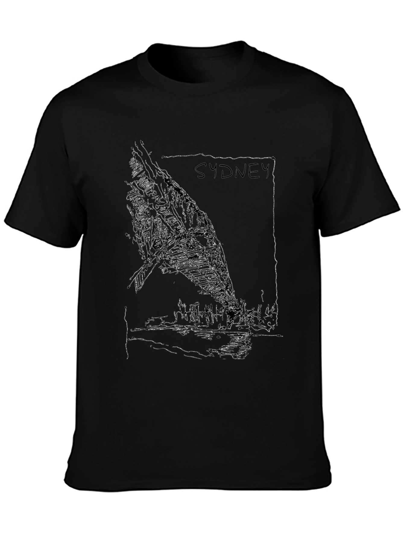 Sydney Skyline Graphic Tee - Black Cotton T-Shirt