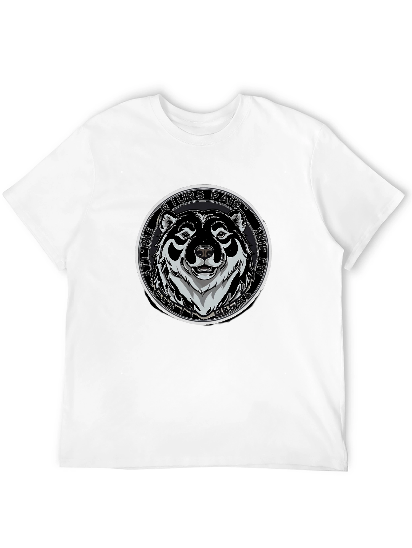 Bear Graphic Black T-Shirt - Mens Crew Neck