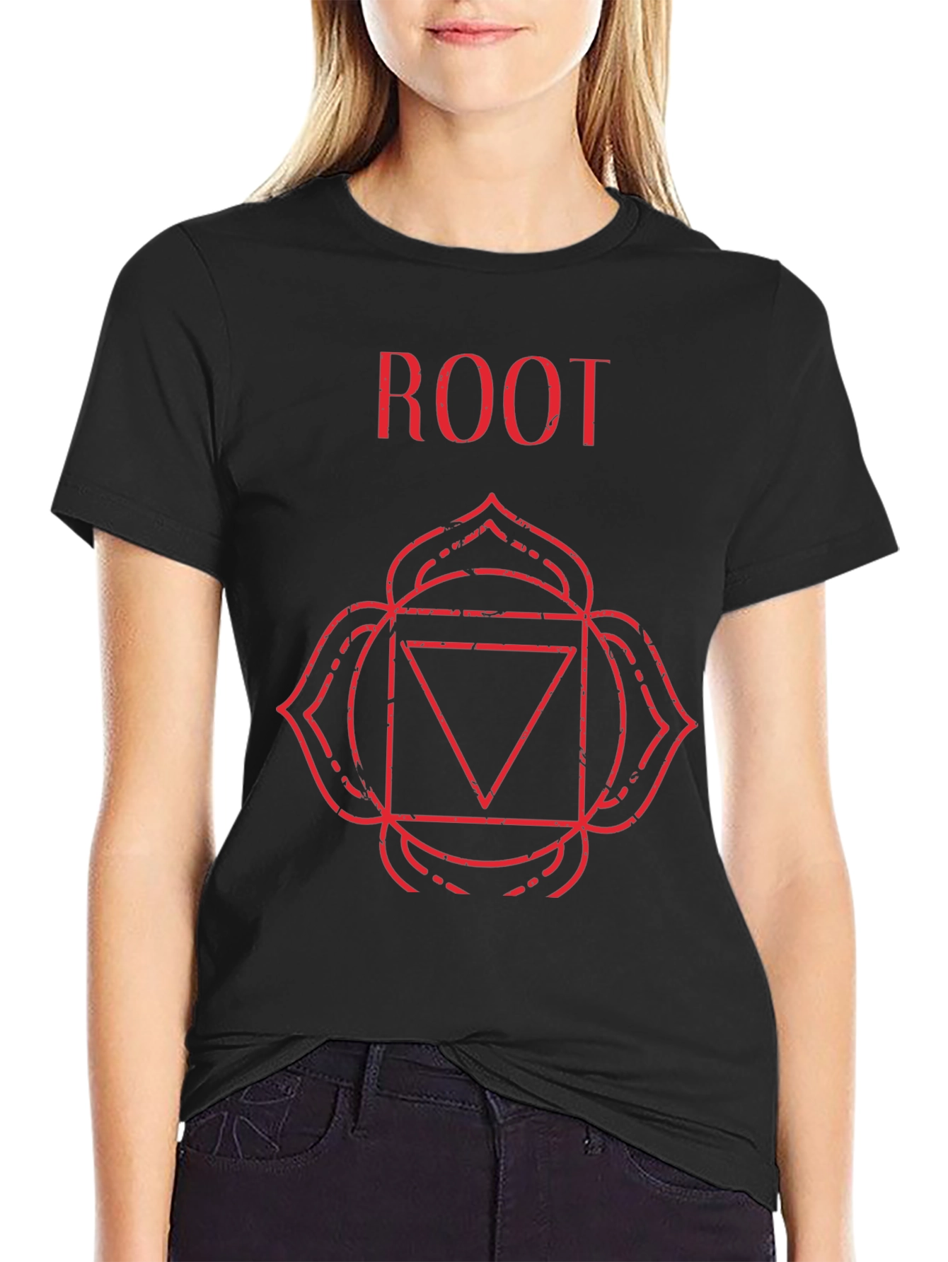 Root Chakra T-Shirt - Black Cotton Spiritual Tee
