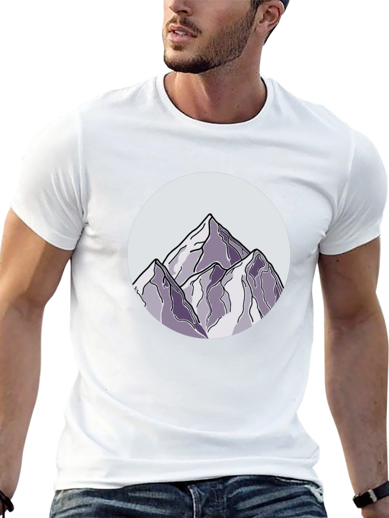 Mountain Peak Graphic Tee - Black Cotton Casual Shirt