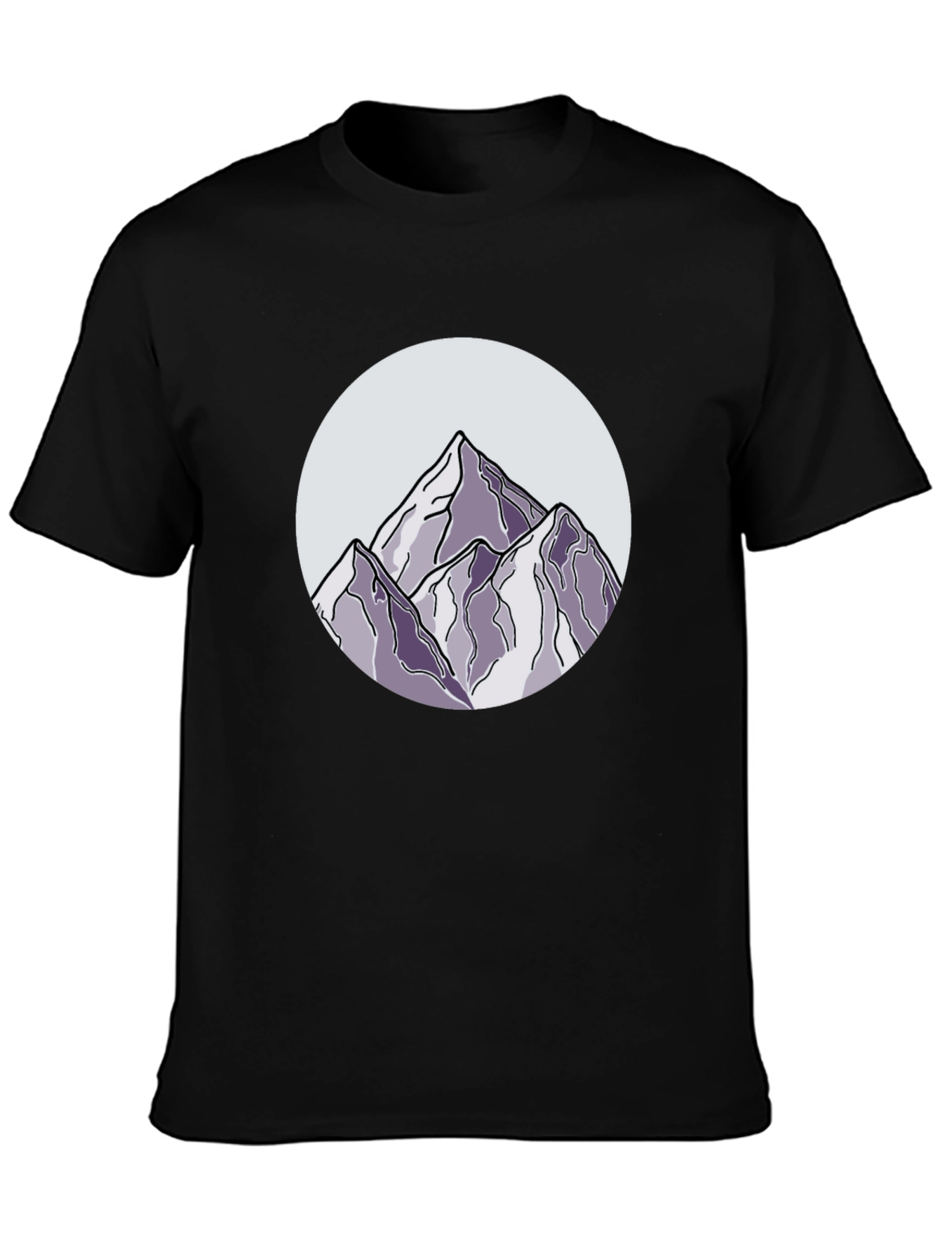 Mountain Peak Graphic Tee - Black Cotton Casual Shirt