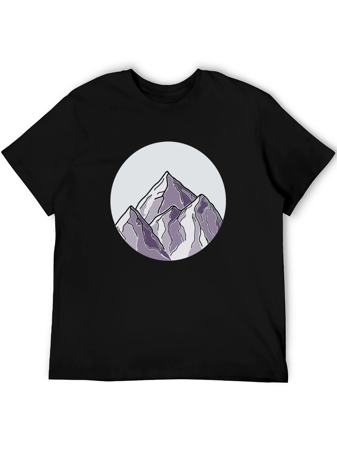 Mountain Peak Graphic Tee - Black Cotton Casual Shirt