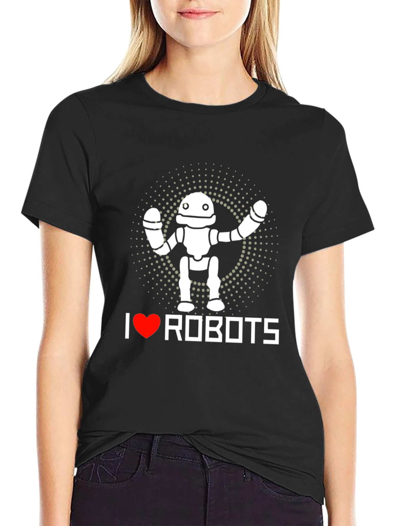 I Heart Robots Graphic T-Shirt - Black Crew Neck