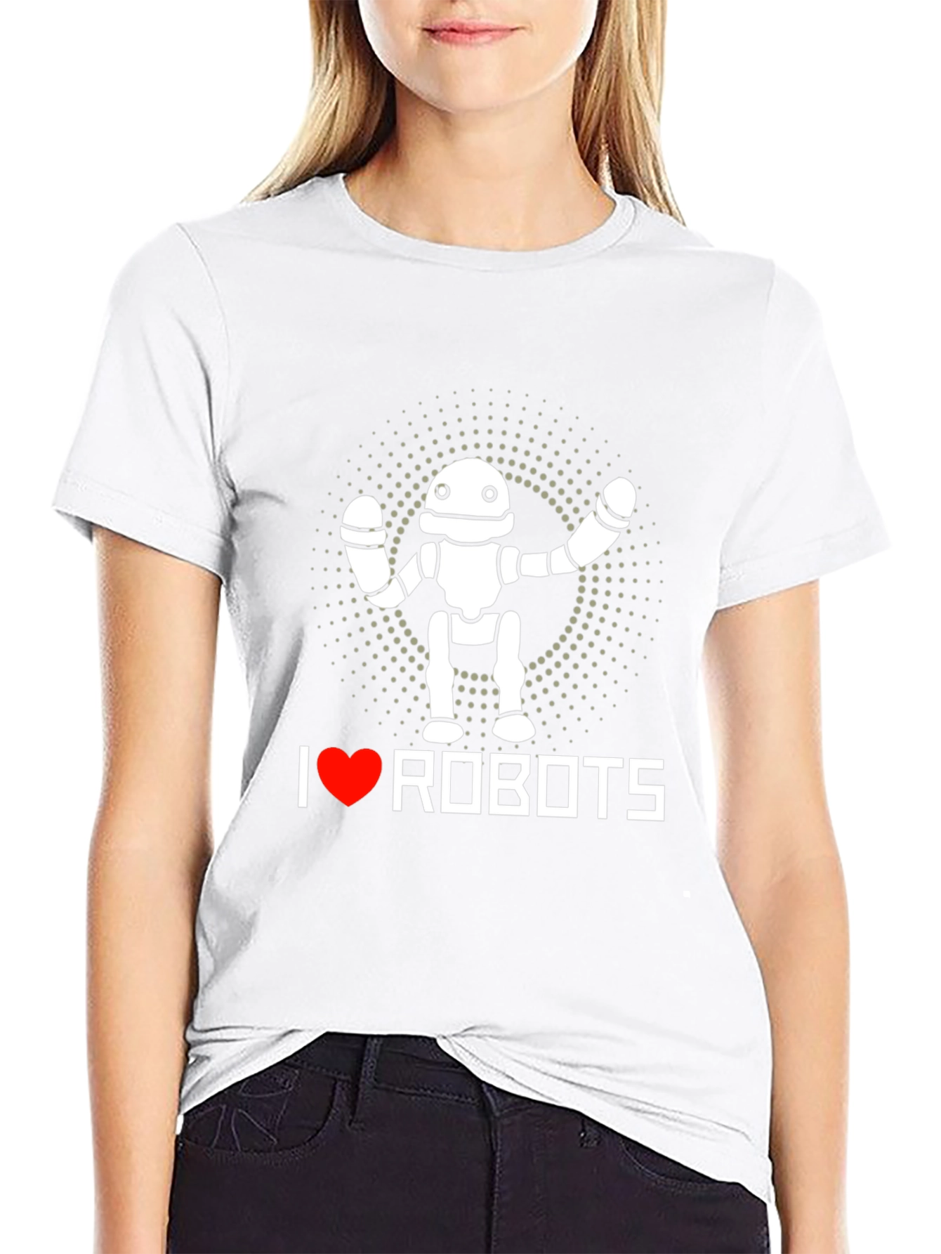 I Heart Robots Graphic T-Shirt - Black Crew Neck