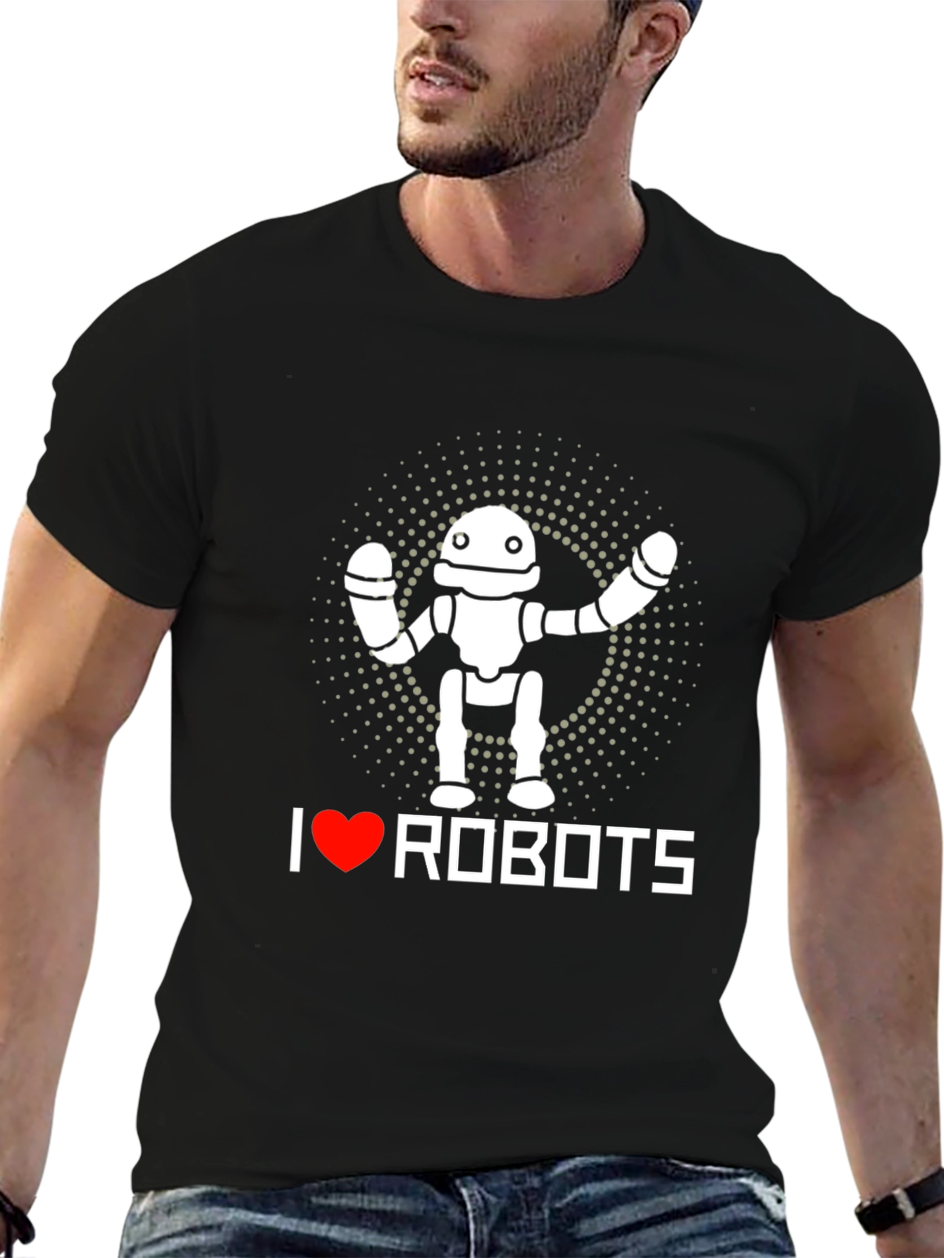 I Heart Robots Graphic T-Shirt - Black Crew Neck