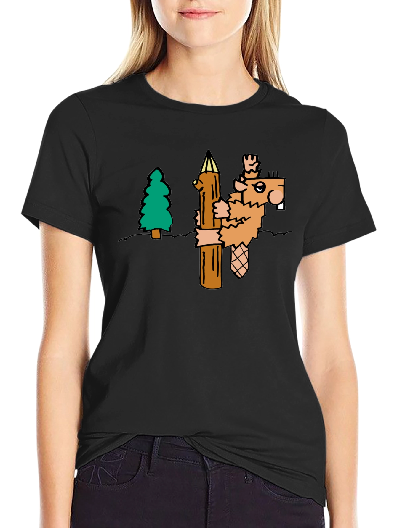 Funny Beaver T-Shirt - Cartoon Woodcutter Tee