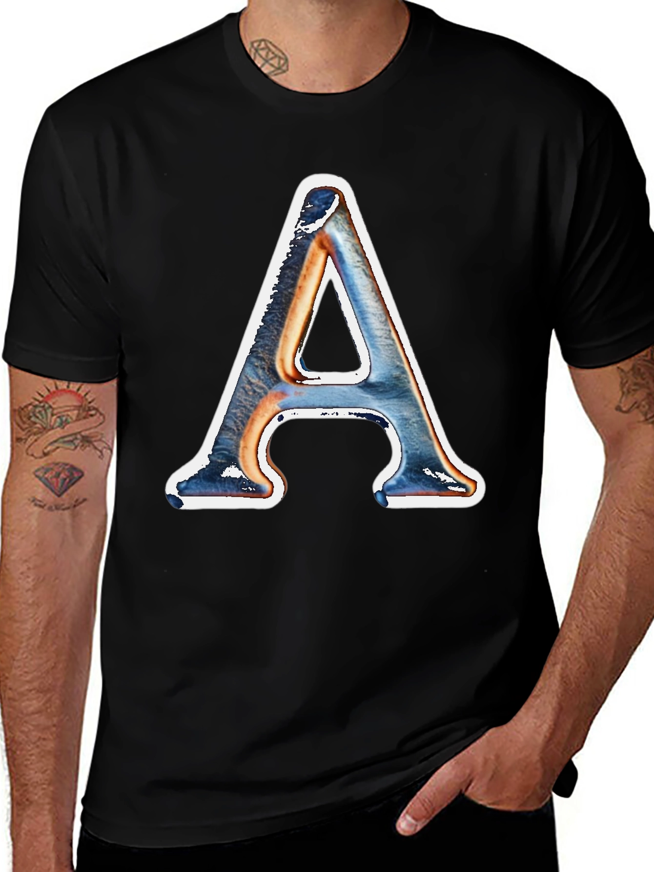 Letter A Graphic Print Tee - Stylish Casual Wear
