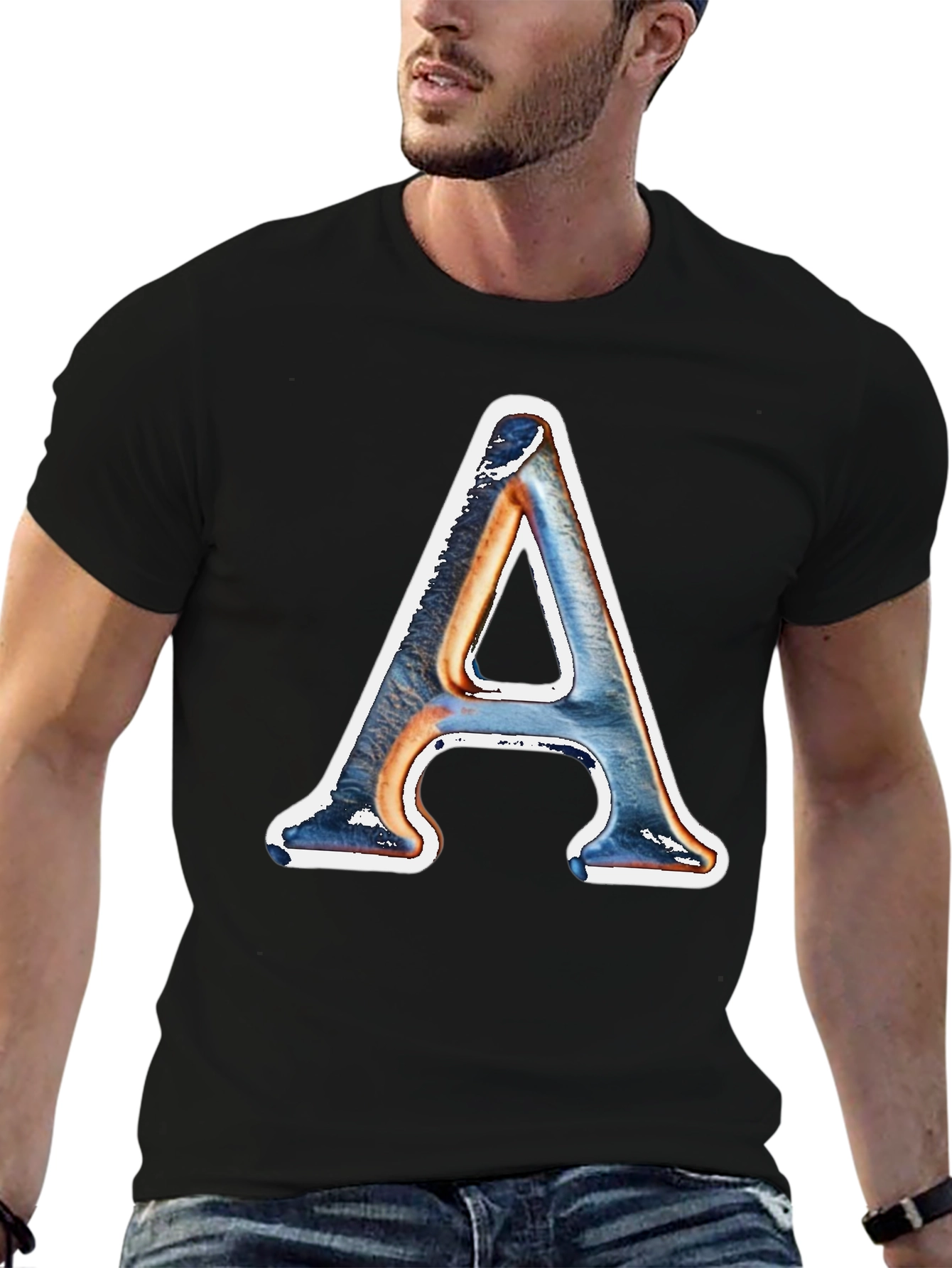 Letter A Graphic Print Tee - Stylish Casual Wear