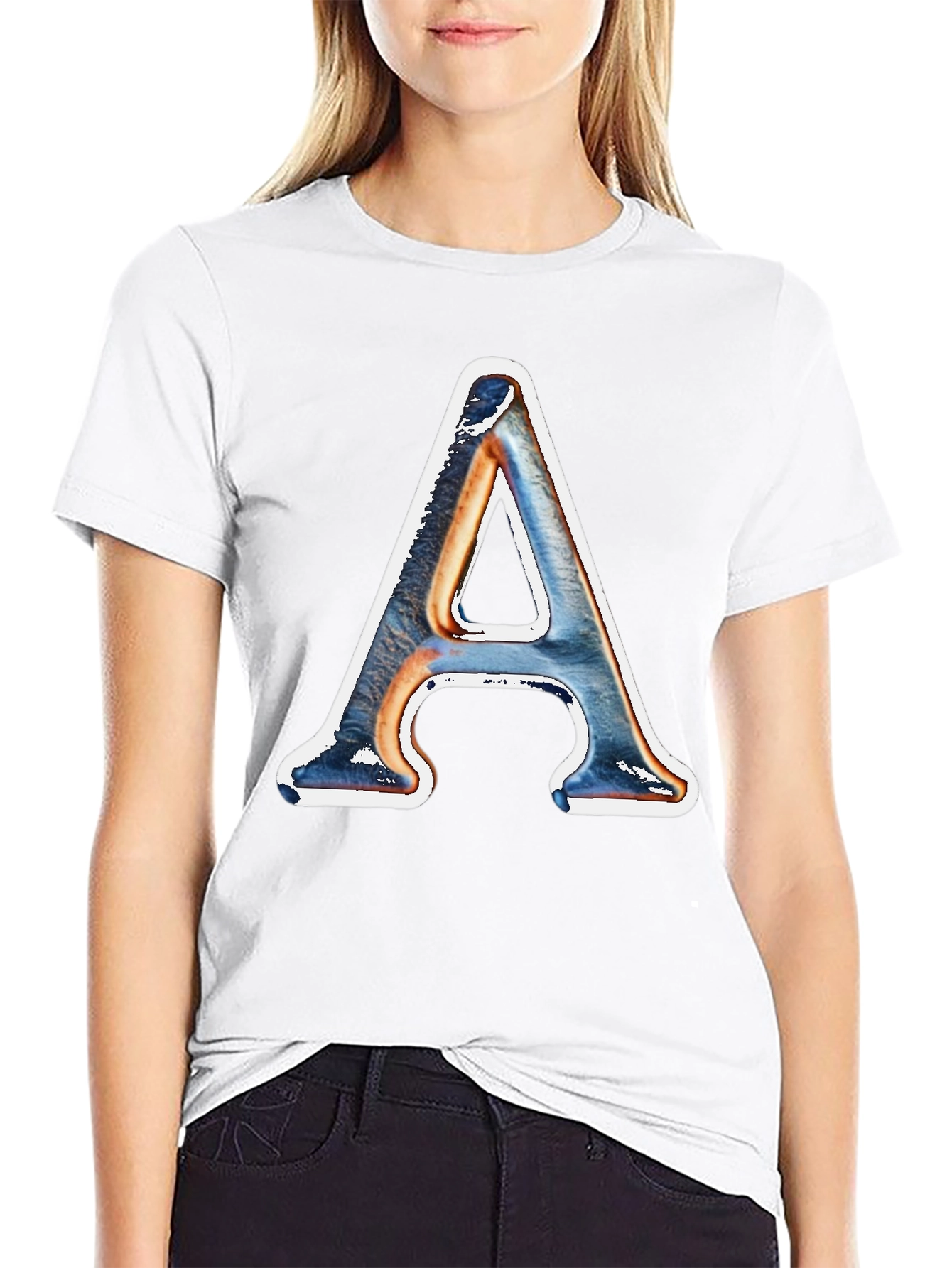Letter A Graphic Print Tee - Stylish Casual Wear
