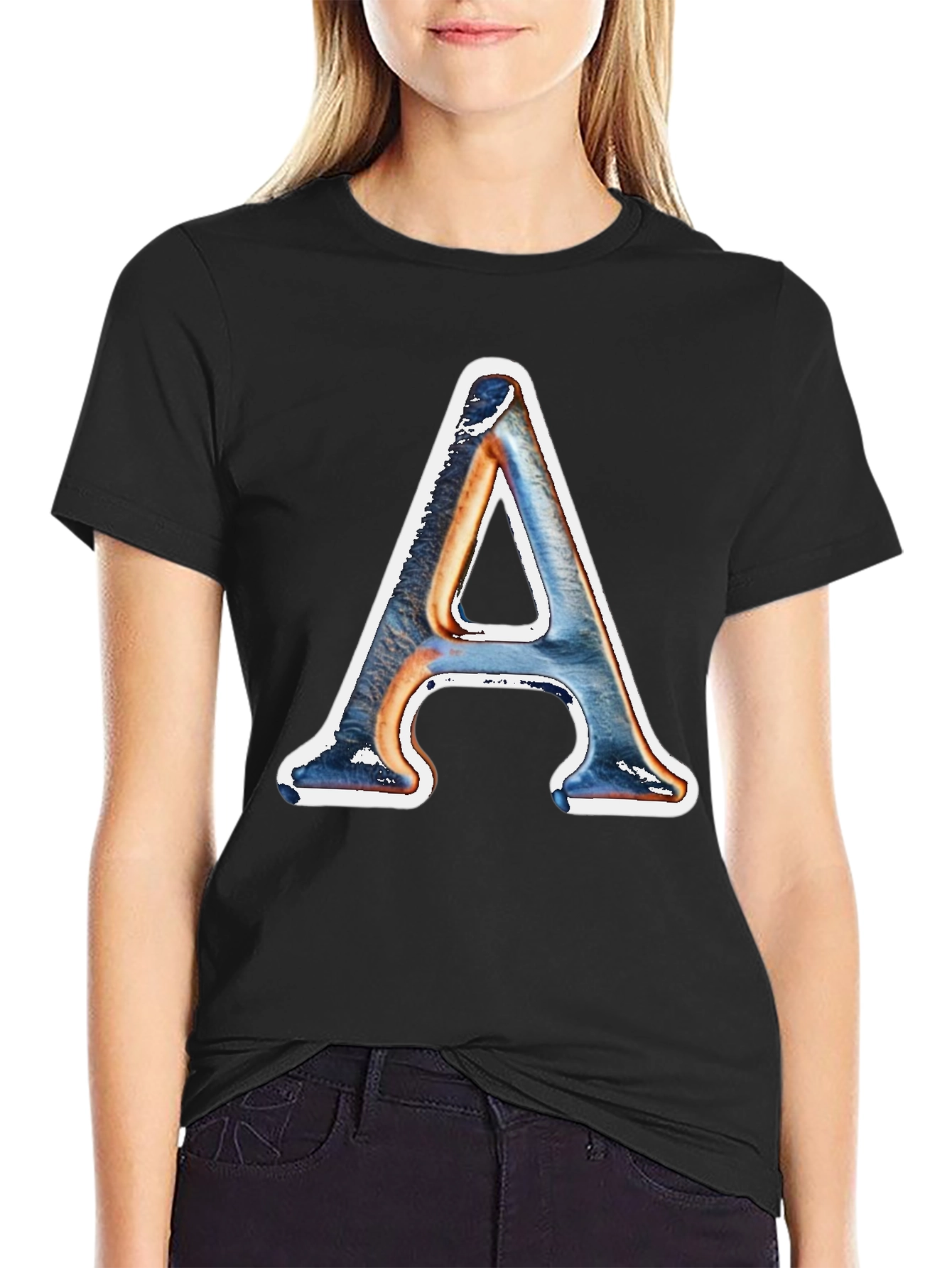Letter A Graphic Print Tee - Stylish Casual Wear