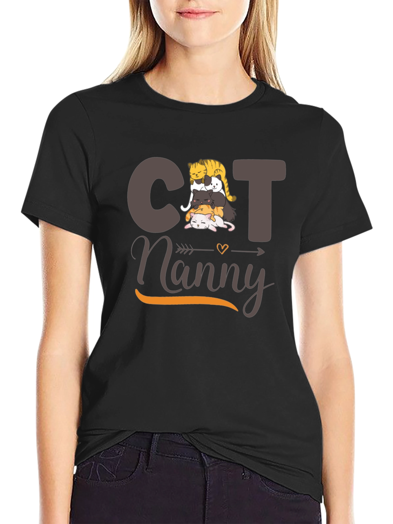 Cat Nanny T-Shirt - Cute Cat Stack Design
