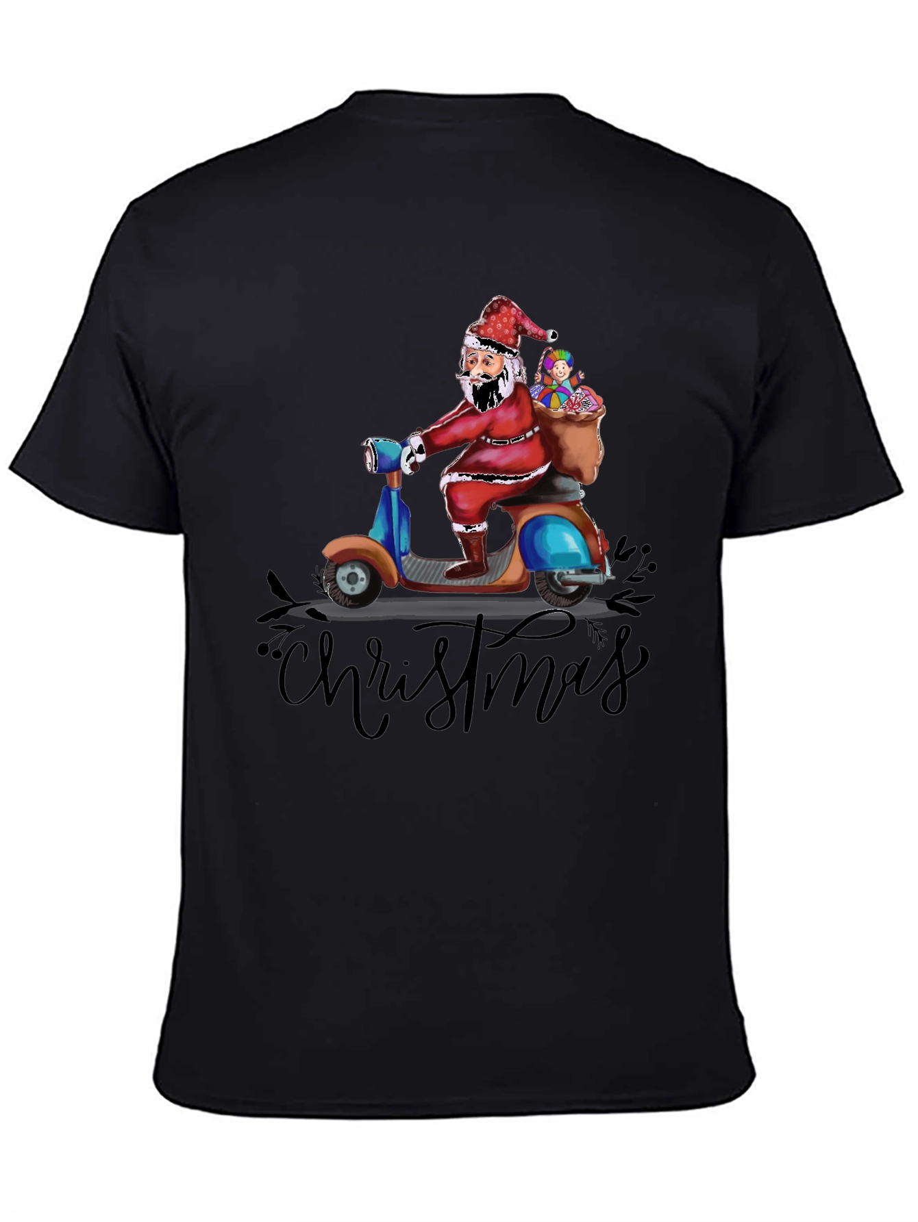 Santa Scooter Christmas Graphic Tee