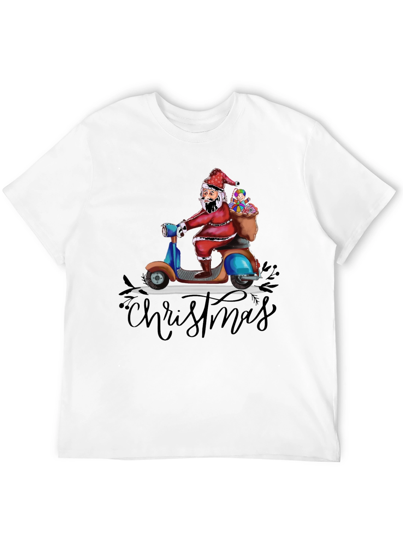 Santa Scooter Christmas Graphic Tee