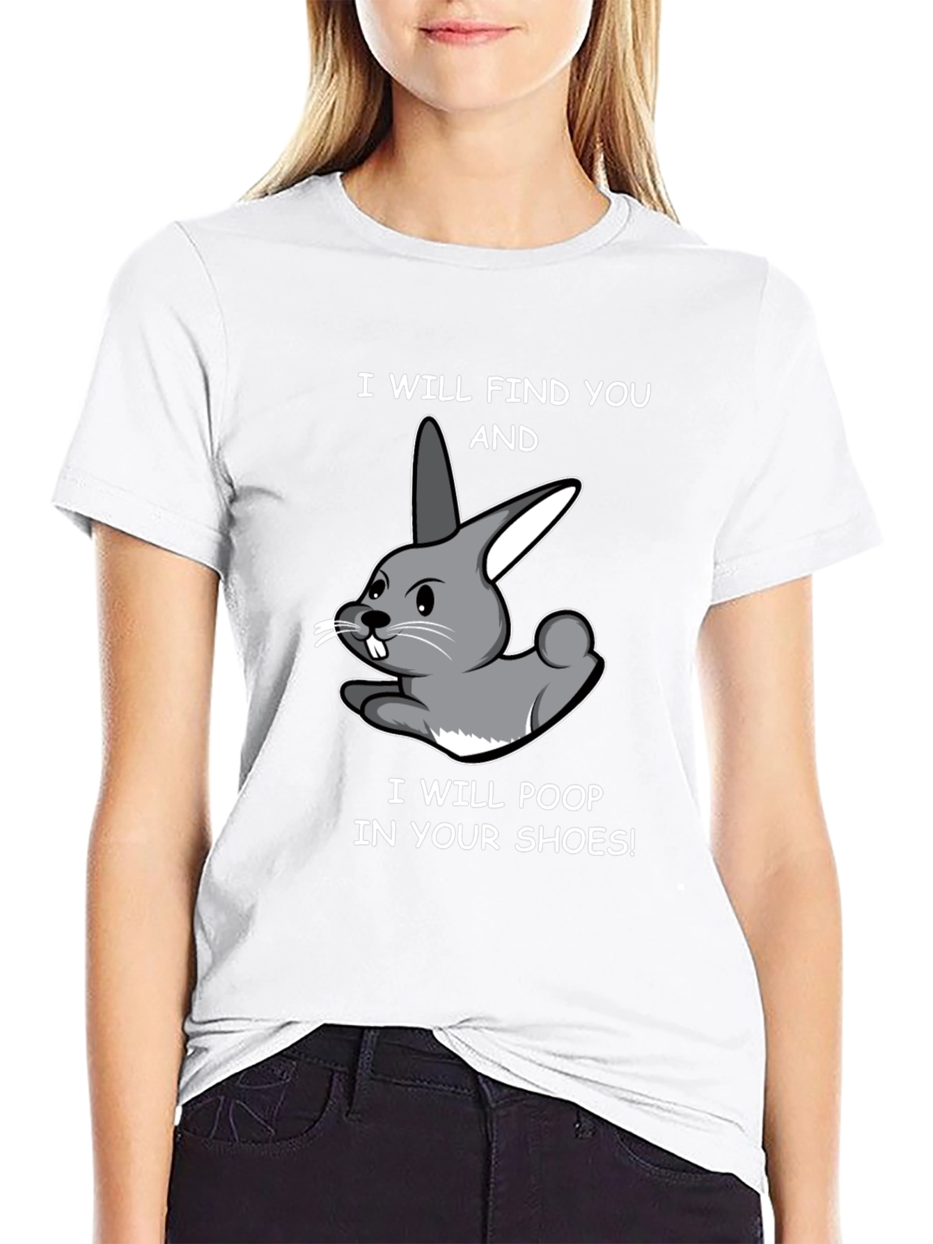 Funny Rabbit T-Shirt - Poop in Your Shoes!