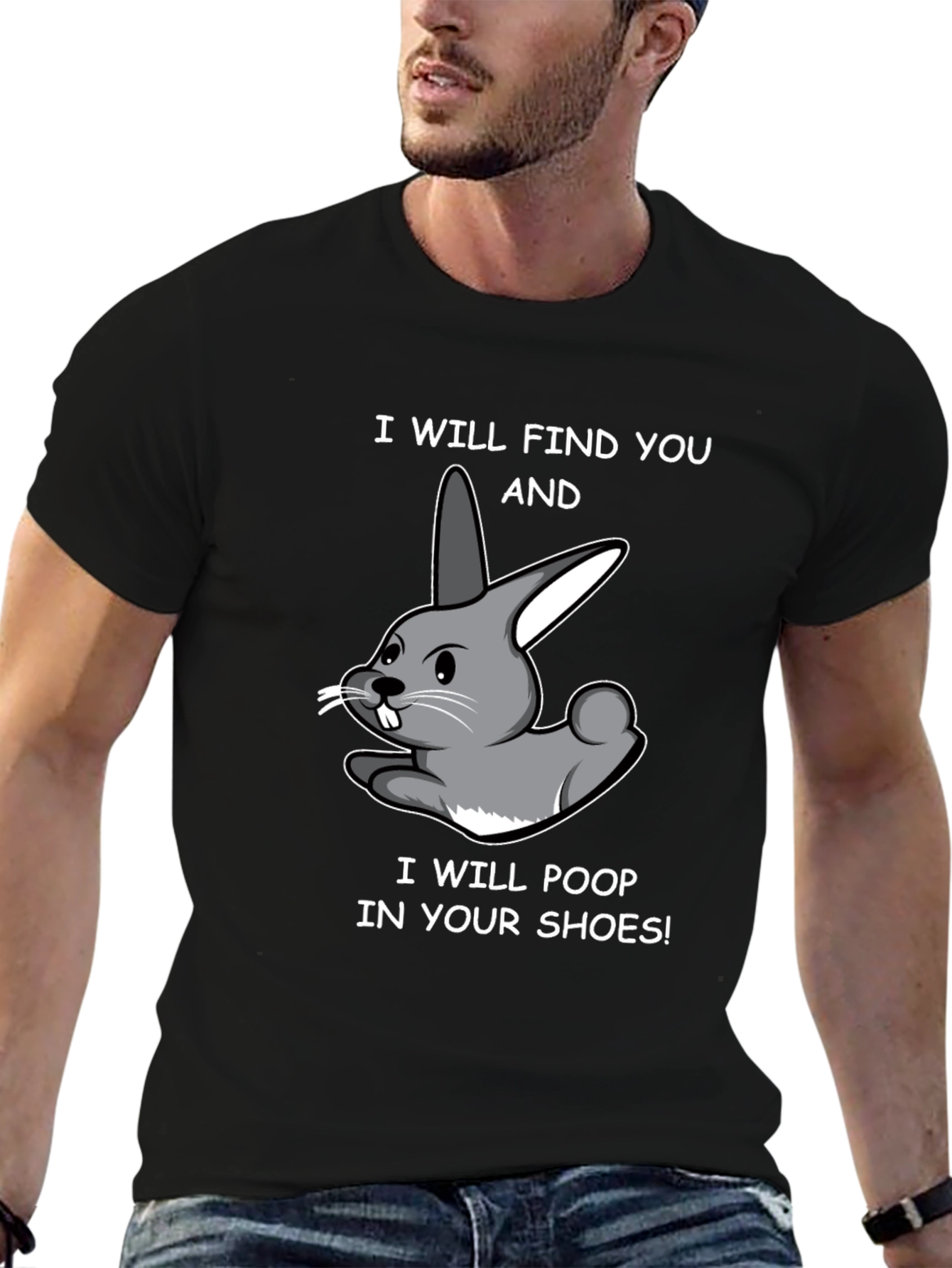 Funny Rabbit T-Shirt - Poop in Your Shoes!